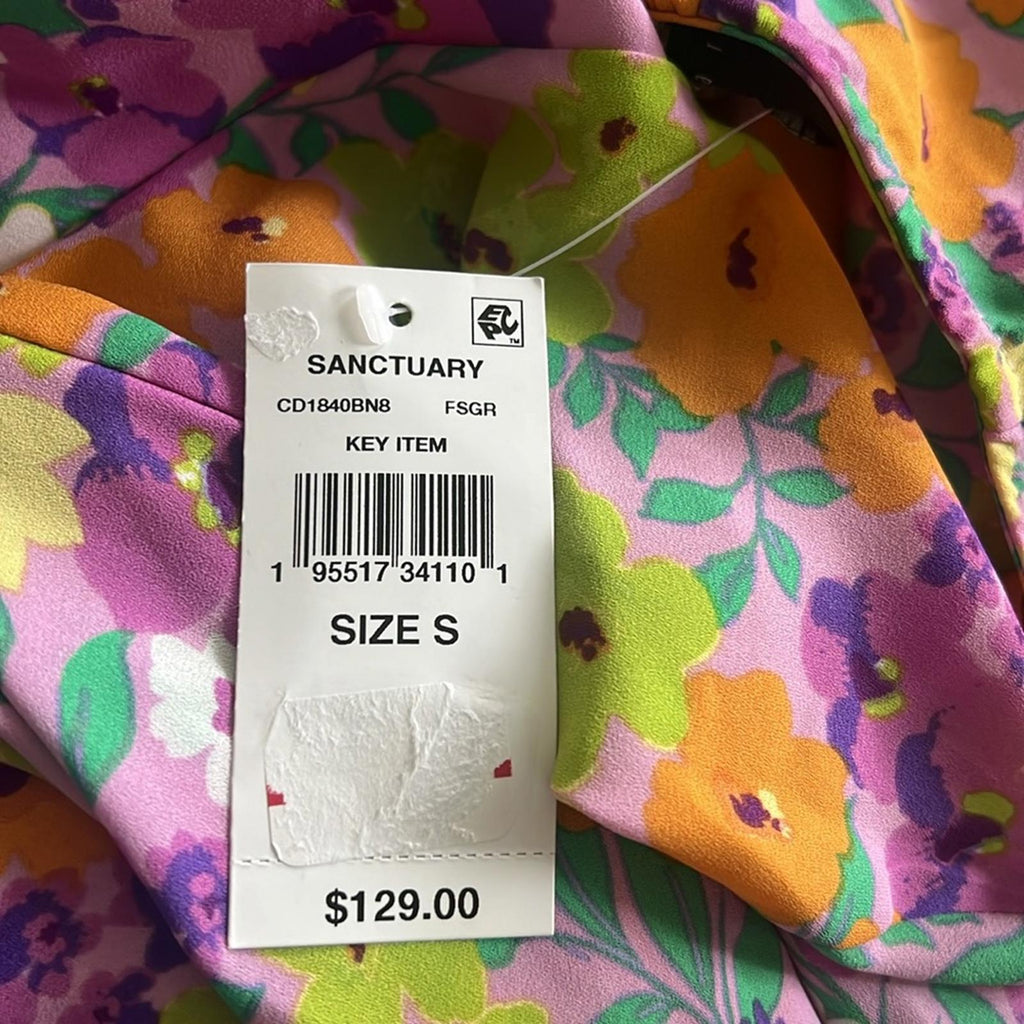 Sanctuary Blouson Sleeve Floral Cut-Out Dress, NWT, Size S, Retail $129