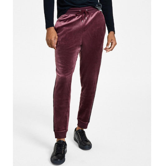 NEW INC Men's Regular-Fit Side Stripe Velour Joggers, Size L Retail $59.50