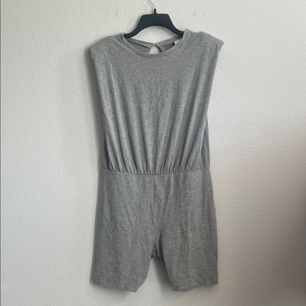 ASOS Shoulder Pad Jersey Short Unitard in Grey Marl, Size 14 EXCELLENT