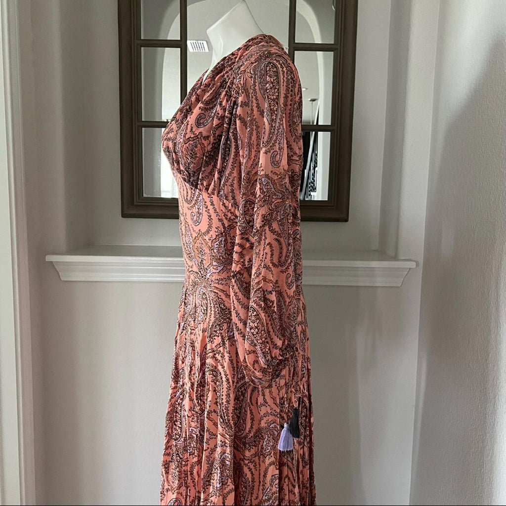 Free People Mirage Boho Printed Maxi Dress in Orange Maxikjole Size 4 NEW $198