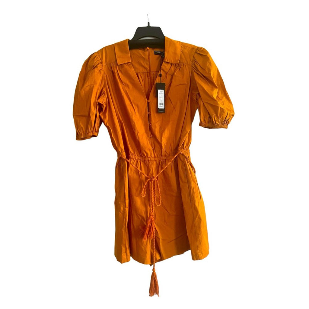 BCBG Maxazria Tassel Tie Romper in Golden Oak, Size XL New w/Tag Retail $238