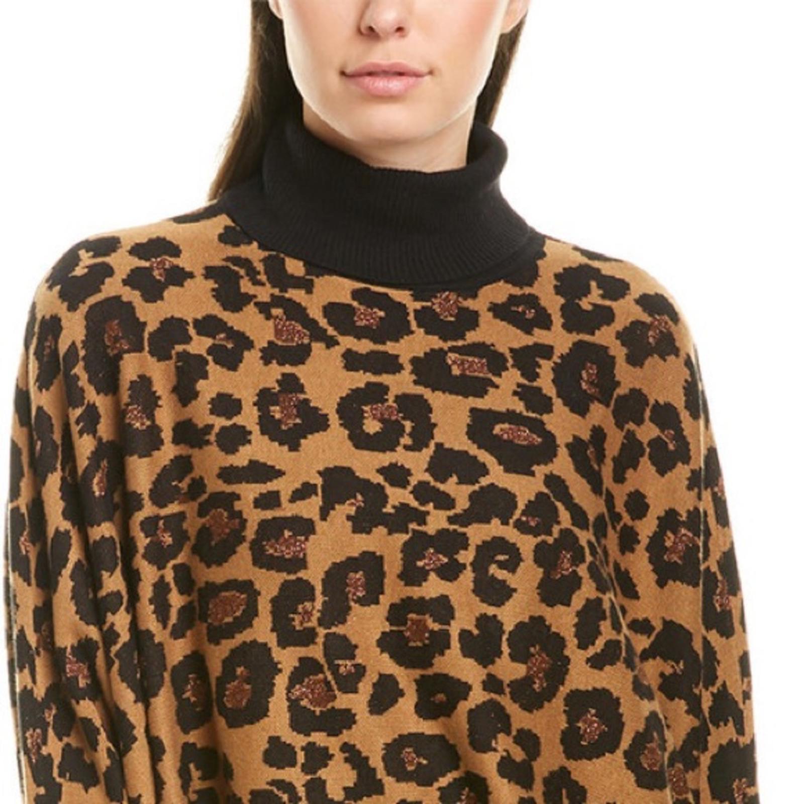 Anne Klein Leopard Print Turtleneck Sweater, Size L/XL New w/Tag