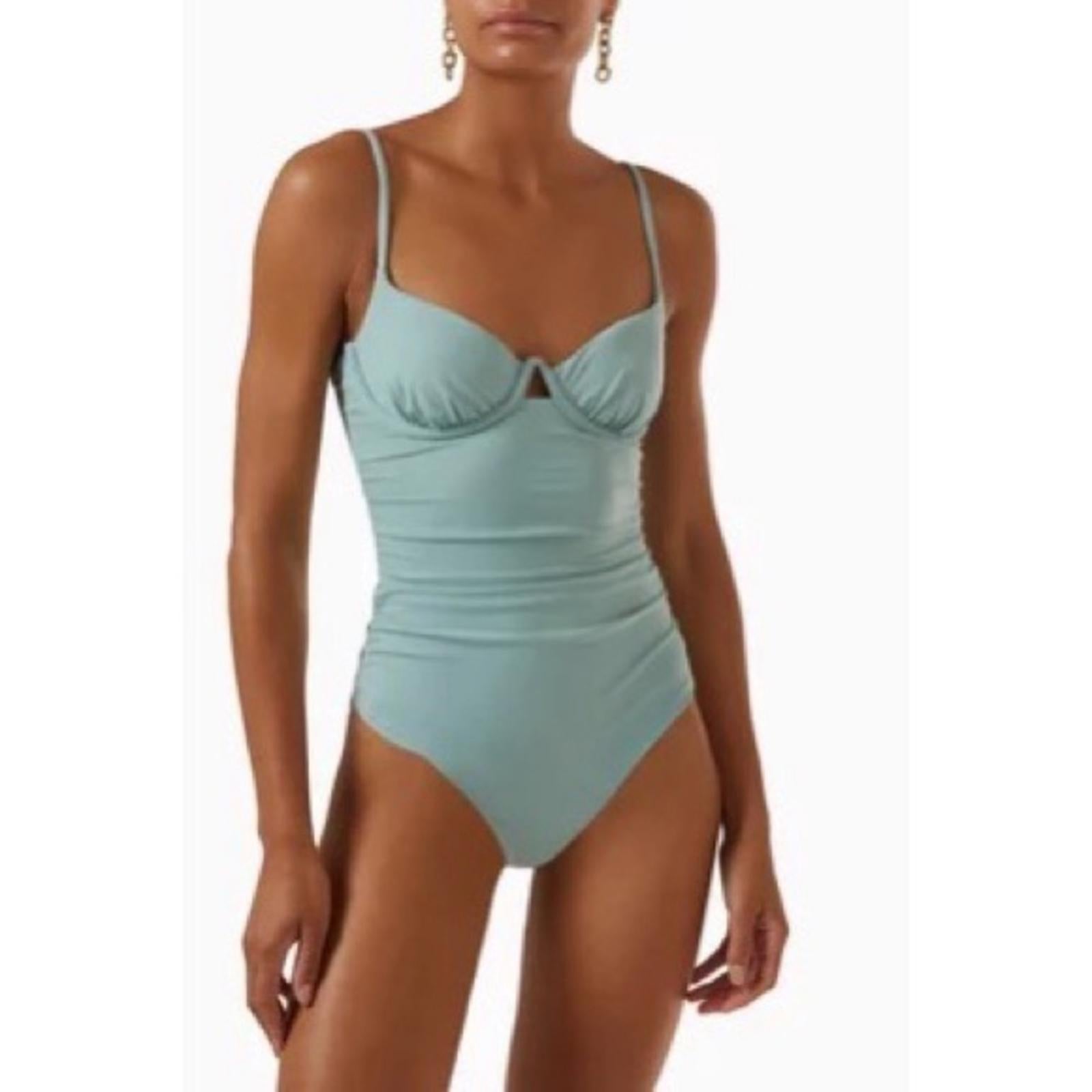 Jonathan Simkhai Laine Draped Satin Underwire One-Piece Swimsuit Size S NEW wTag