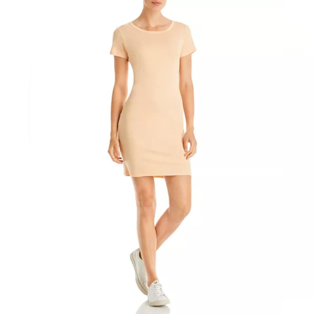 Three Dots Jersey S/S Crewneck T-Shirt Dress in Apricot Ice Size L New w/Tag