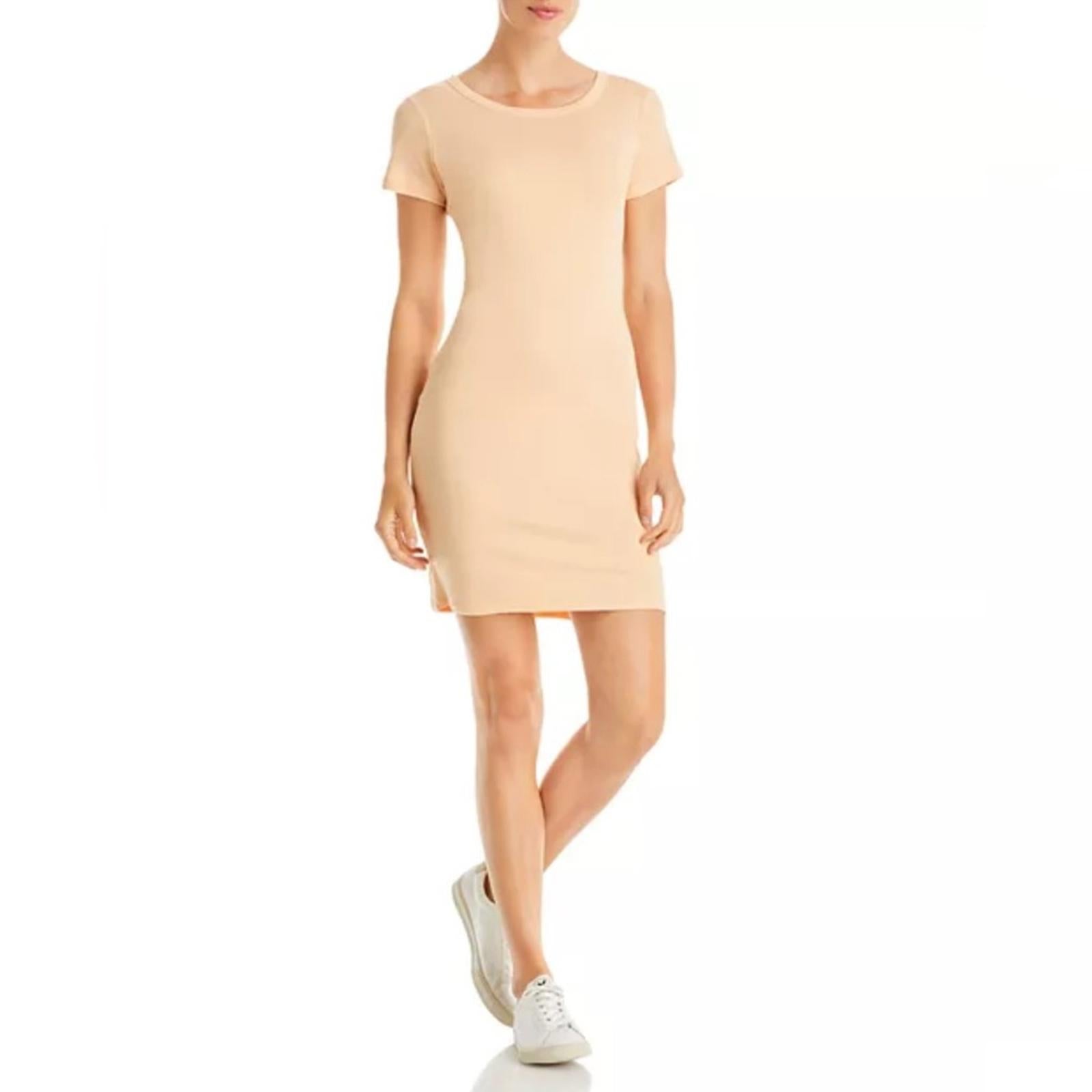Three Dots Jersey S/S Crewneck T-Shirt Dress in Apricot Ice Size L New w/Tag
