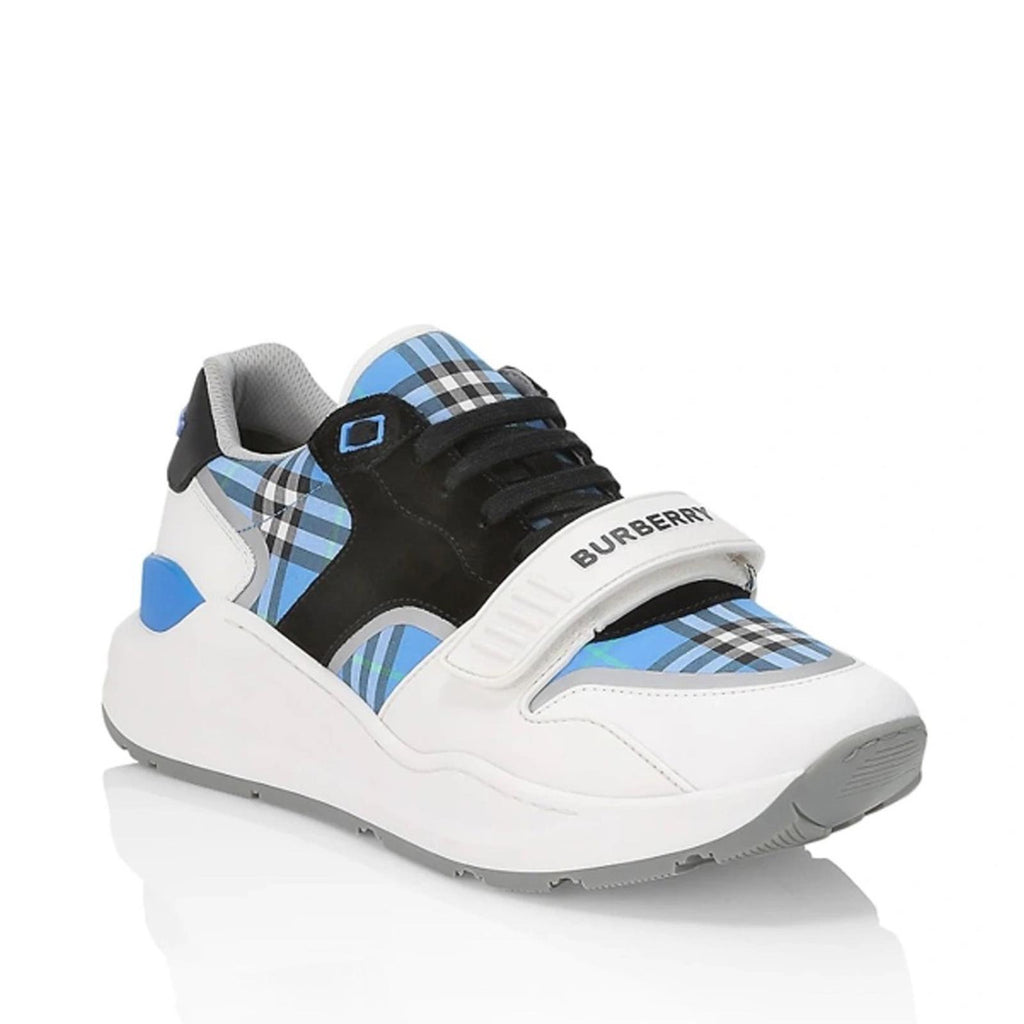 Burberry Blue Check Ramsey Low Top Sneakers, Size EU 43 New in Box