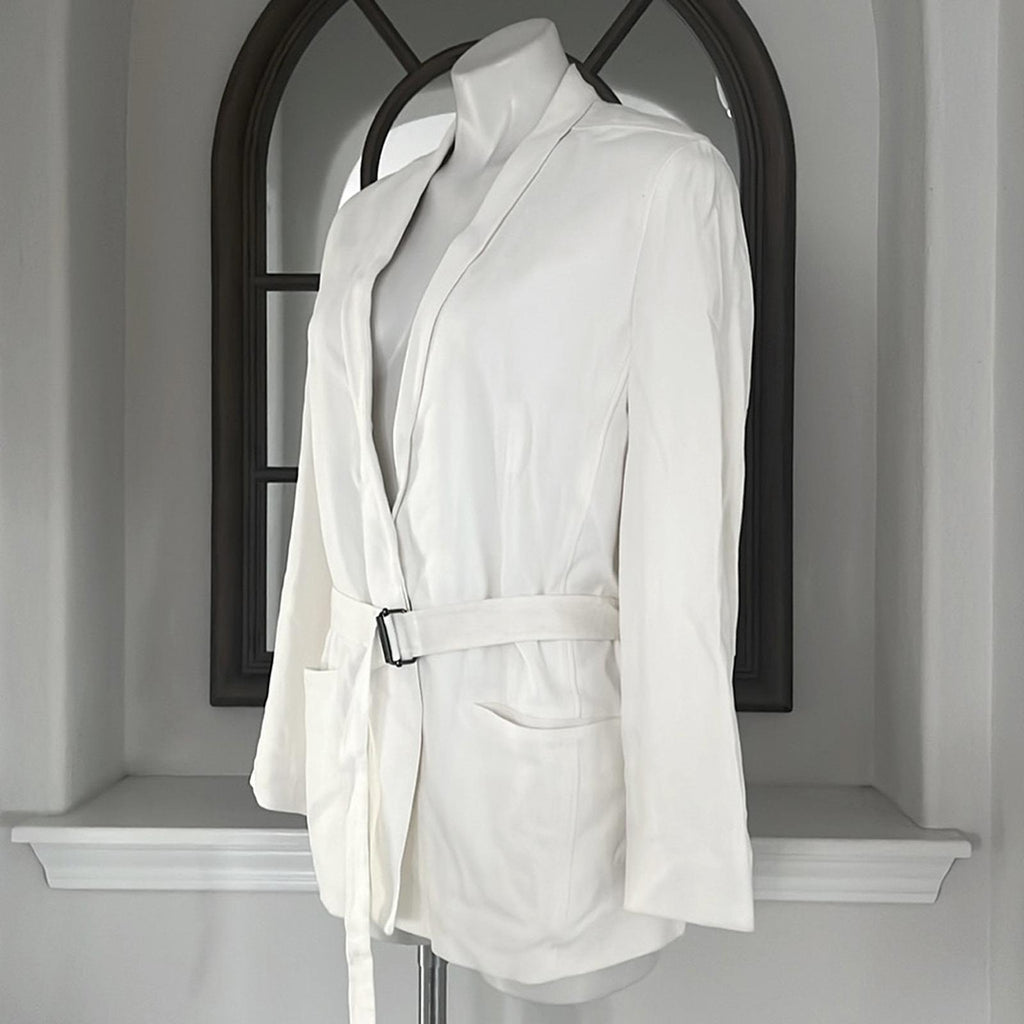 Helmut Lang Belted Blazer in White, Size 8 EXCELLENT!