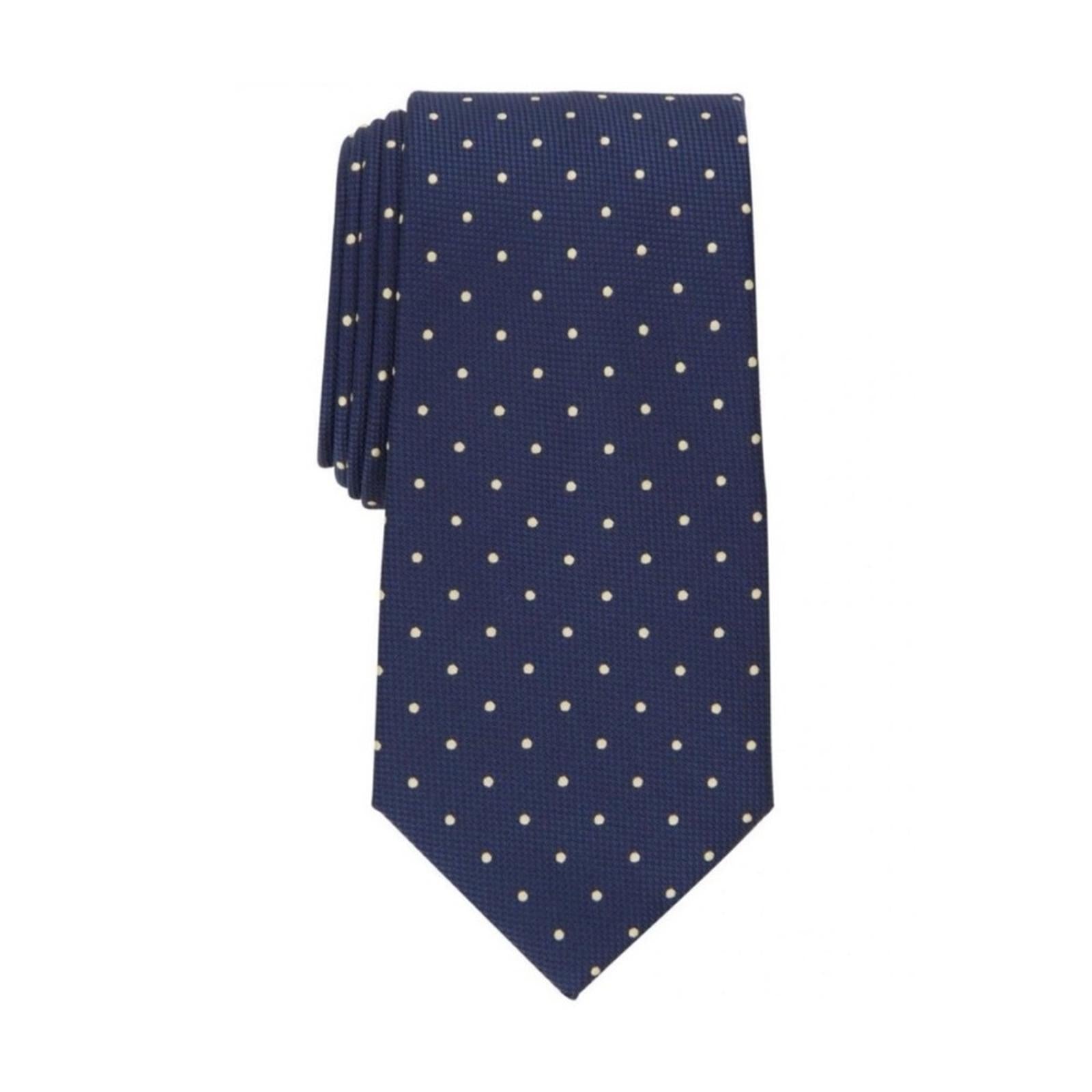 Club Room Graslin Dot Neck Tie in Navy Yellow, New with Tag