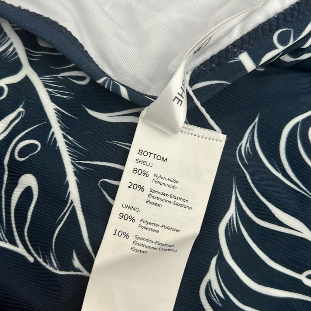 Cupshe Navy Leaf-Print Bikini Bottom Size M New w/Tag