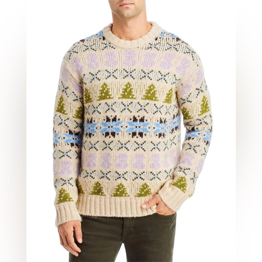 NN07 Stein Wool-Alpaca Blend Crewneck Sweater in Ecru Multi Size XL NWT $370