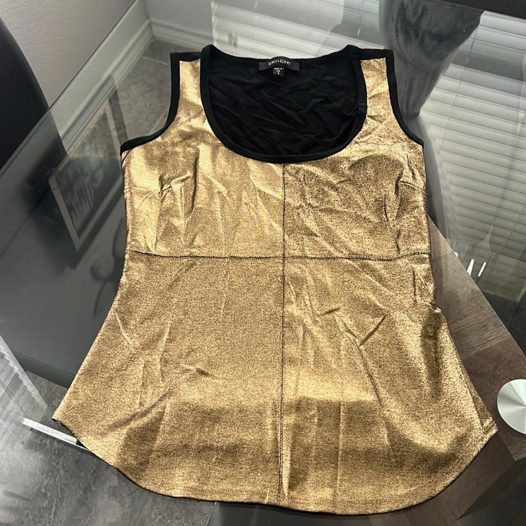 NEW Karen Kane Women’s Shell Metallic Front Tank Top, Size S Gold Copper Size S