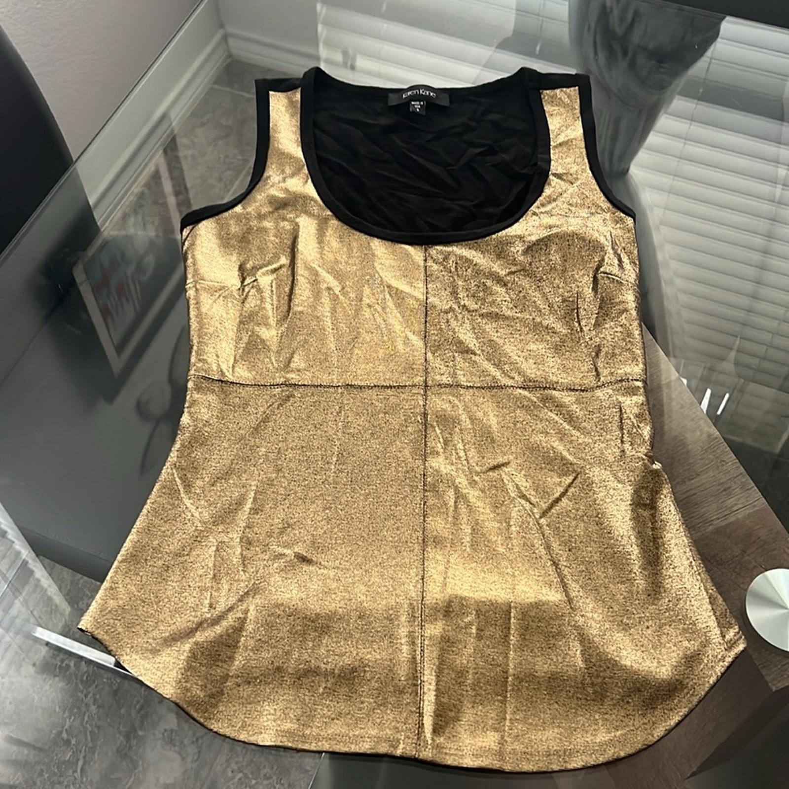 NEW Karen Kane Women’s Shell Metallic Front Tank Top, Size S Gold Copper Size S