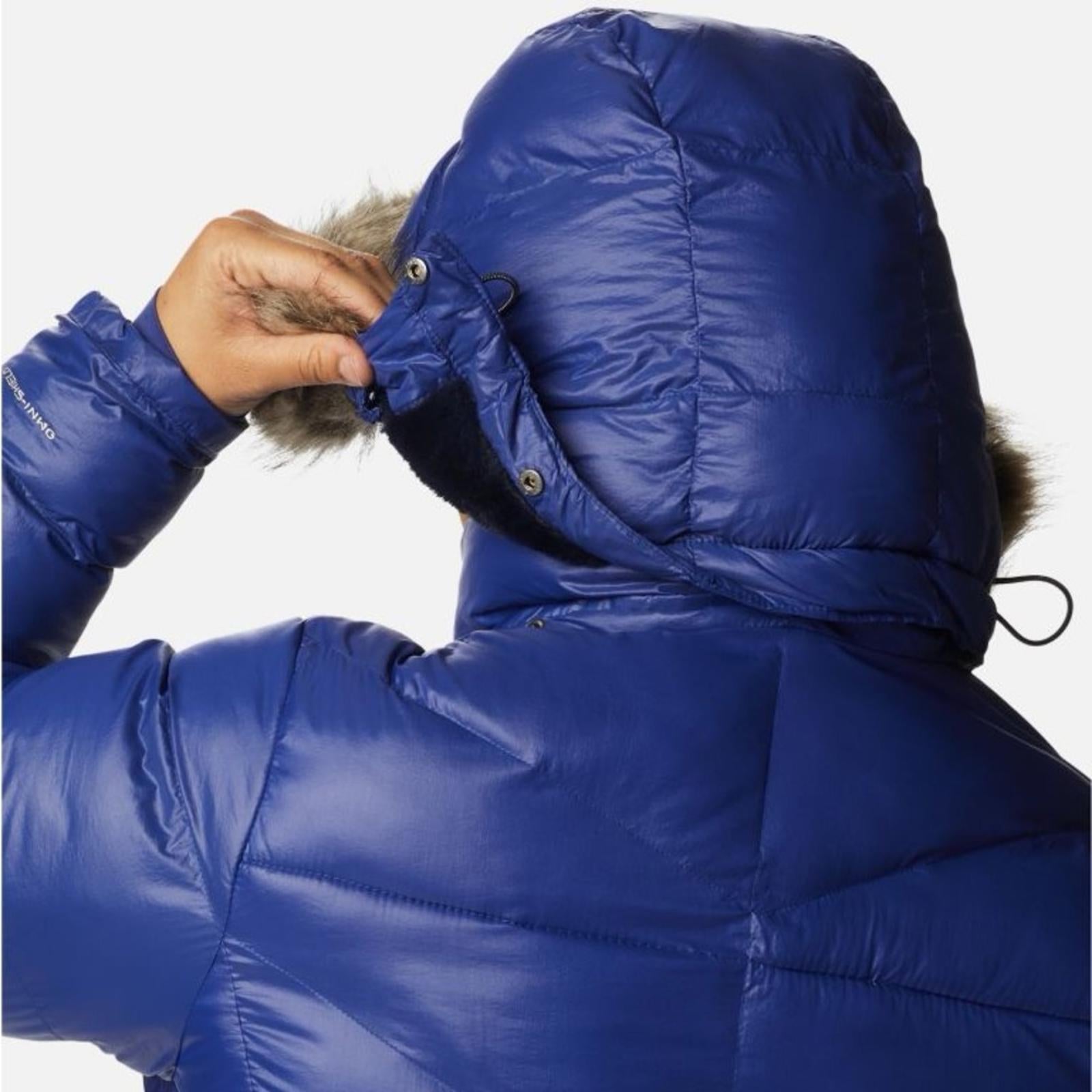 Columbia Peak to Park II Hooded Faux-Fur-Trim Jacket, Blue Size 1X New w/Tag