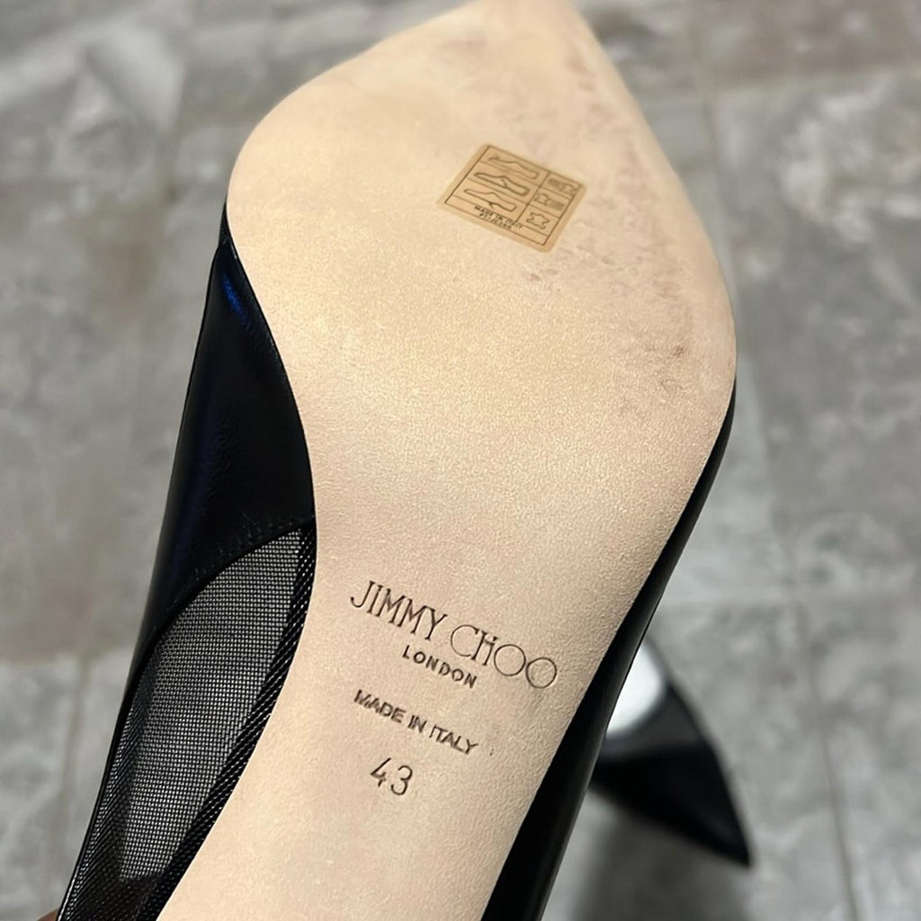 Jimmy Choo Love 85 Leather Mesh Pointed-Toe Pumps Size 43 NEW in Box +2Dust Bags