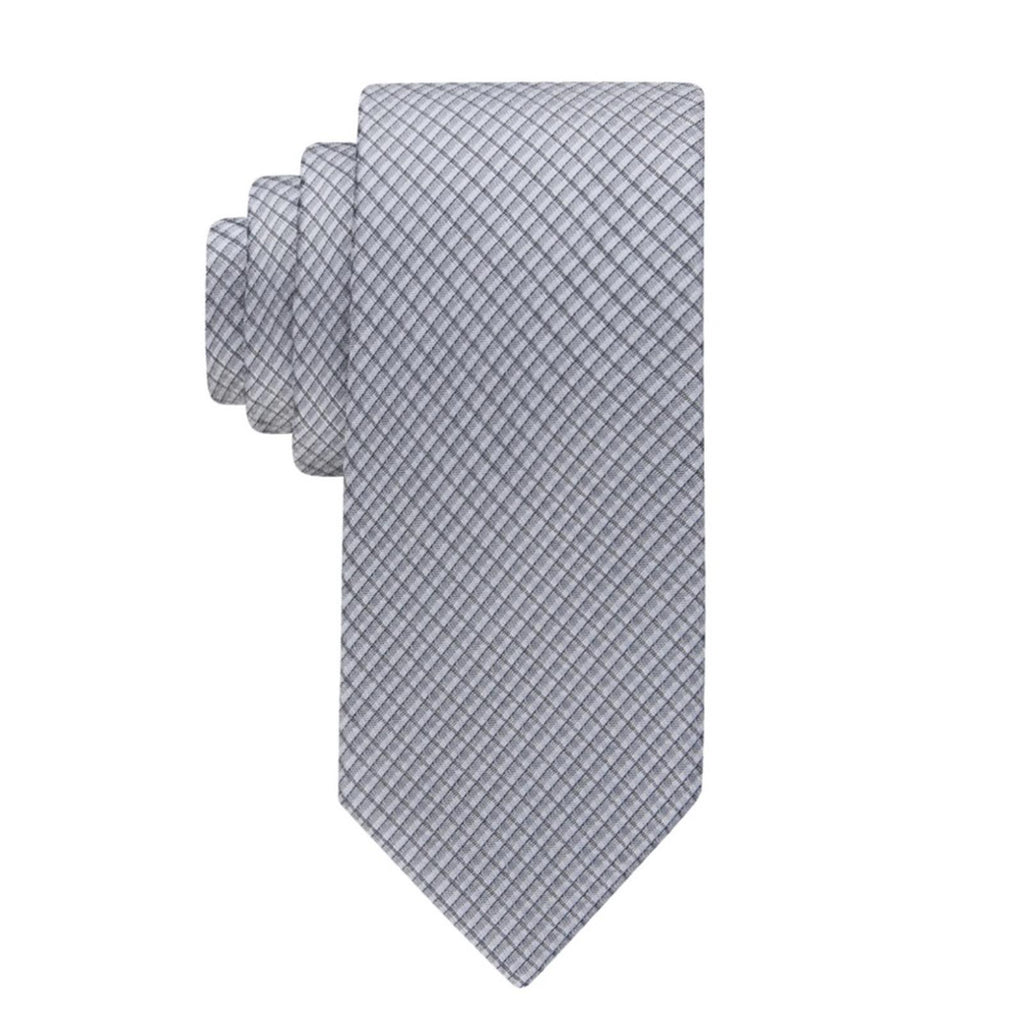 Calvin Klein Men's Sliver Grid Tie Grey Necktie, New w/Tag
