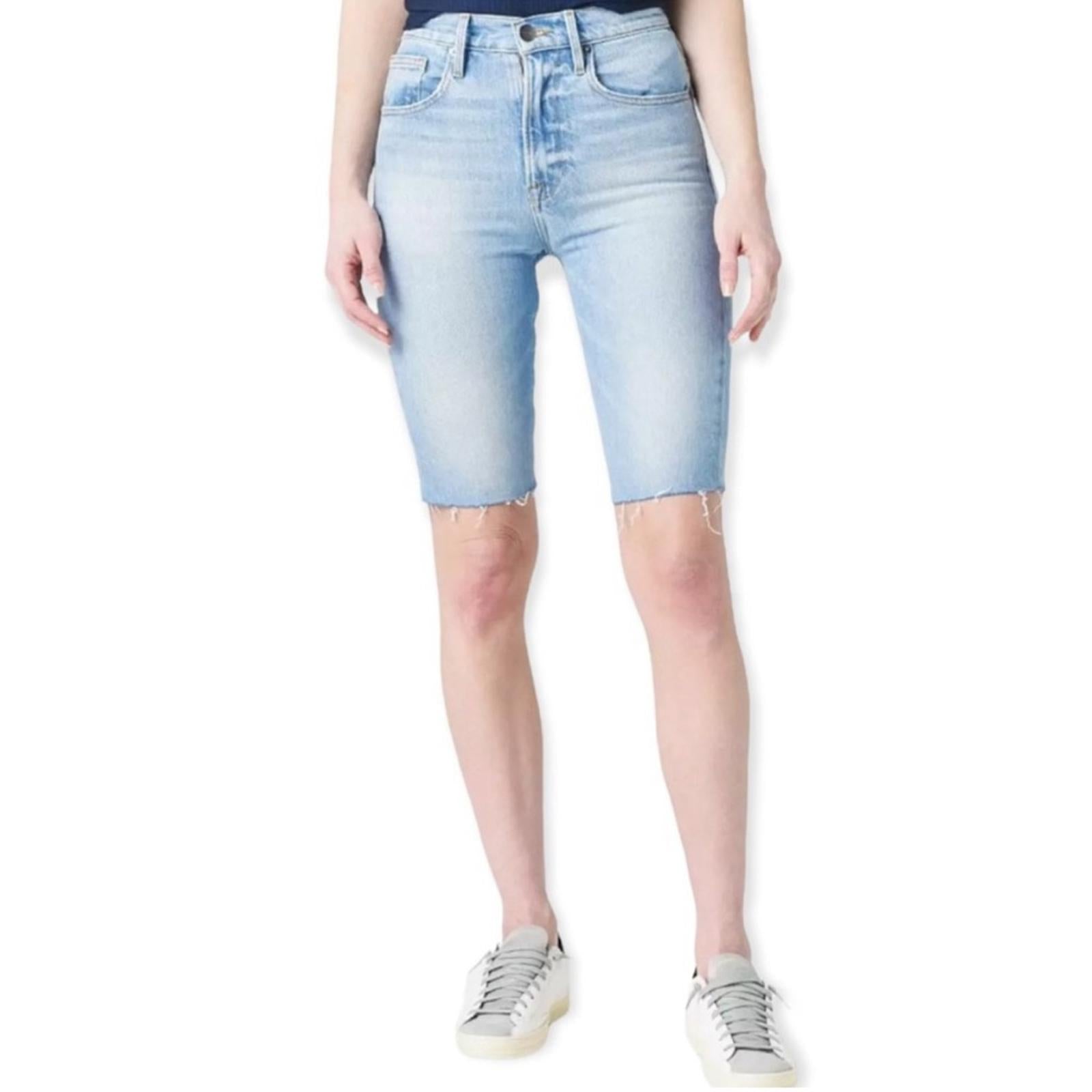 FRAME Denim Le Vintage Bermuda Raw Edge Jean Shorts in Blue Size 23 NWT $195