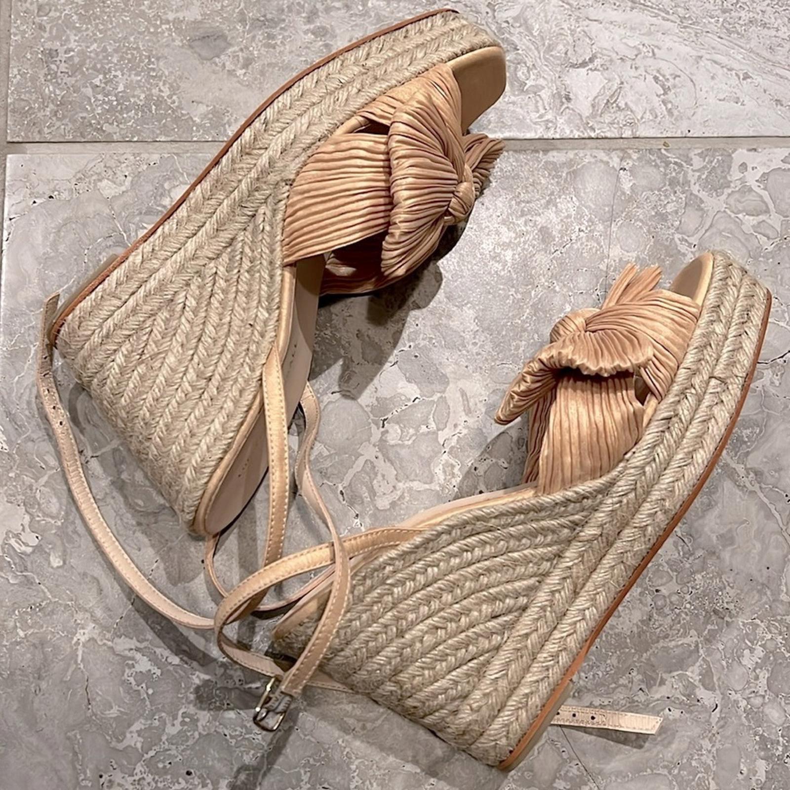 Loeffler Randall Peri Espadrille Wedge Sandals in Tan, Size 41/11 New in Box