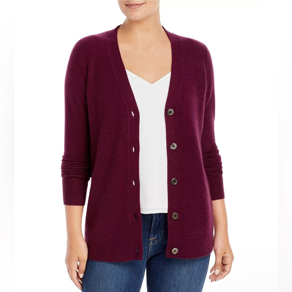 Cashmere Grandfather Cardigan in Burgundy from C by Bloomingdale's Size XS NWT