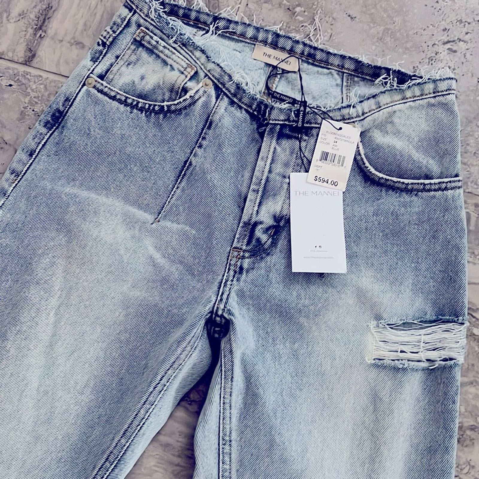 The MANNEI Nula High Rise Flare Jeans in Denim, Lt Blue Size 34 New w/Tag $594