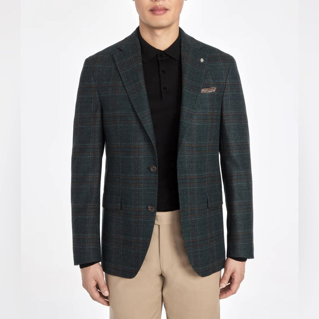 NEW Jack Victor Midland Contemporary Fit Plaid Wool Blazer, Size 36S Retail $798