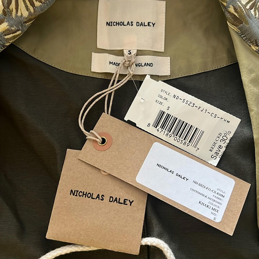 Nicholas Daley Field Jacket Khaki Mix Button Front Point Collar Size S NWT $765