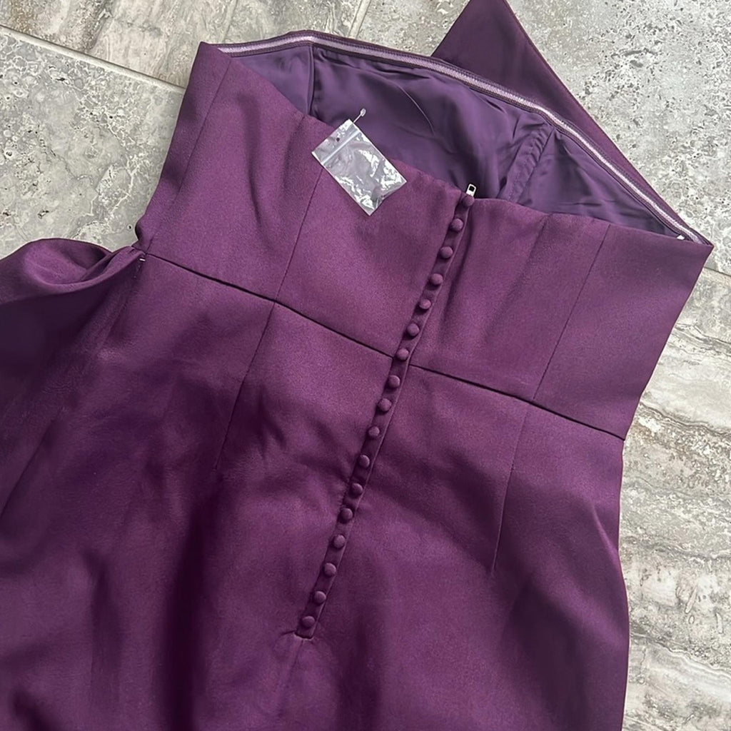 NEW Elliatt Reception Cascade Ruffle Strapless Dress in Purple, Size L $170