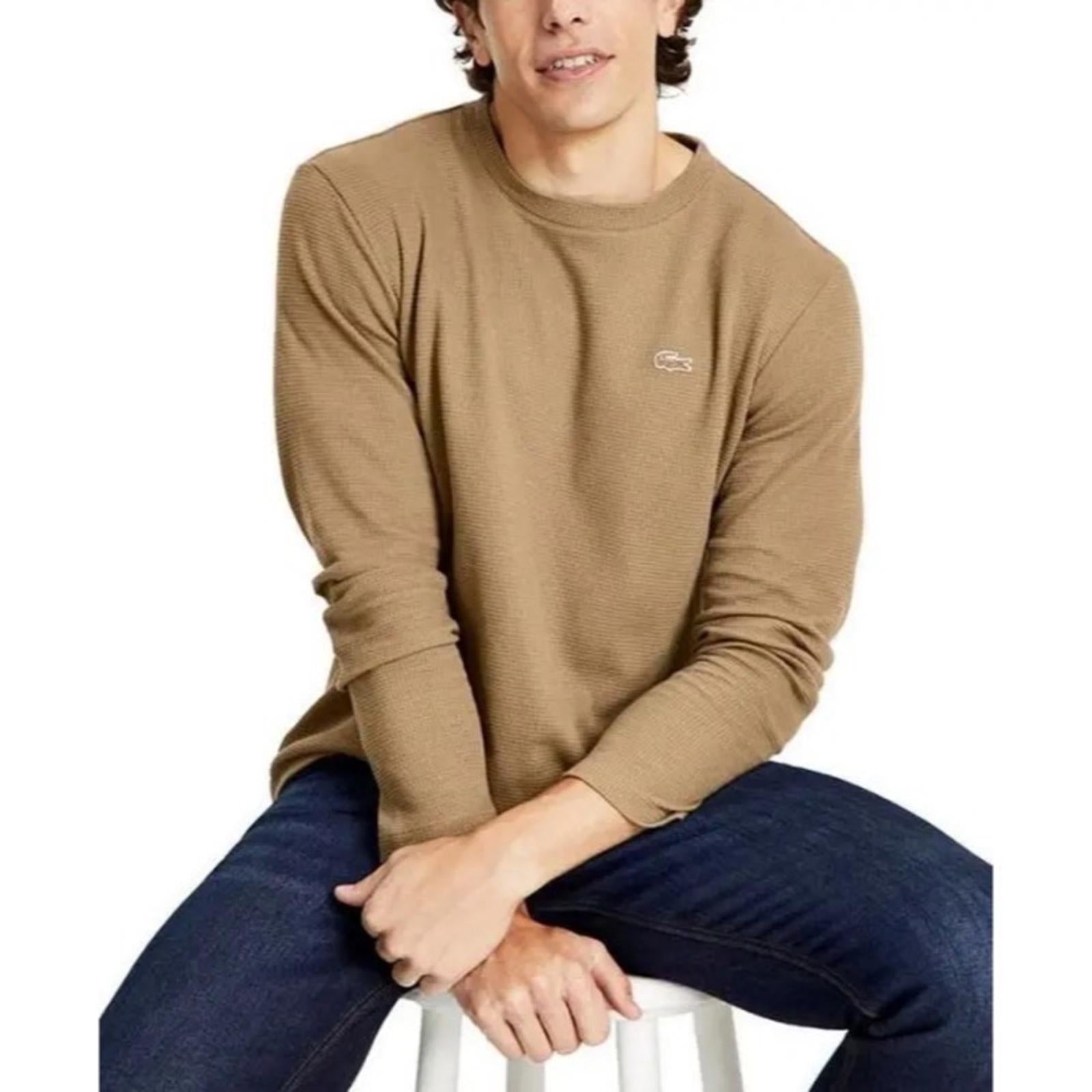 Lacoste Men's Waffle-Knit Thermal Sleep Shirt in Brown , NWT, Size XXL