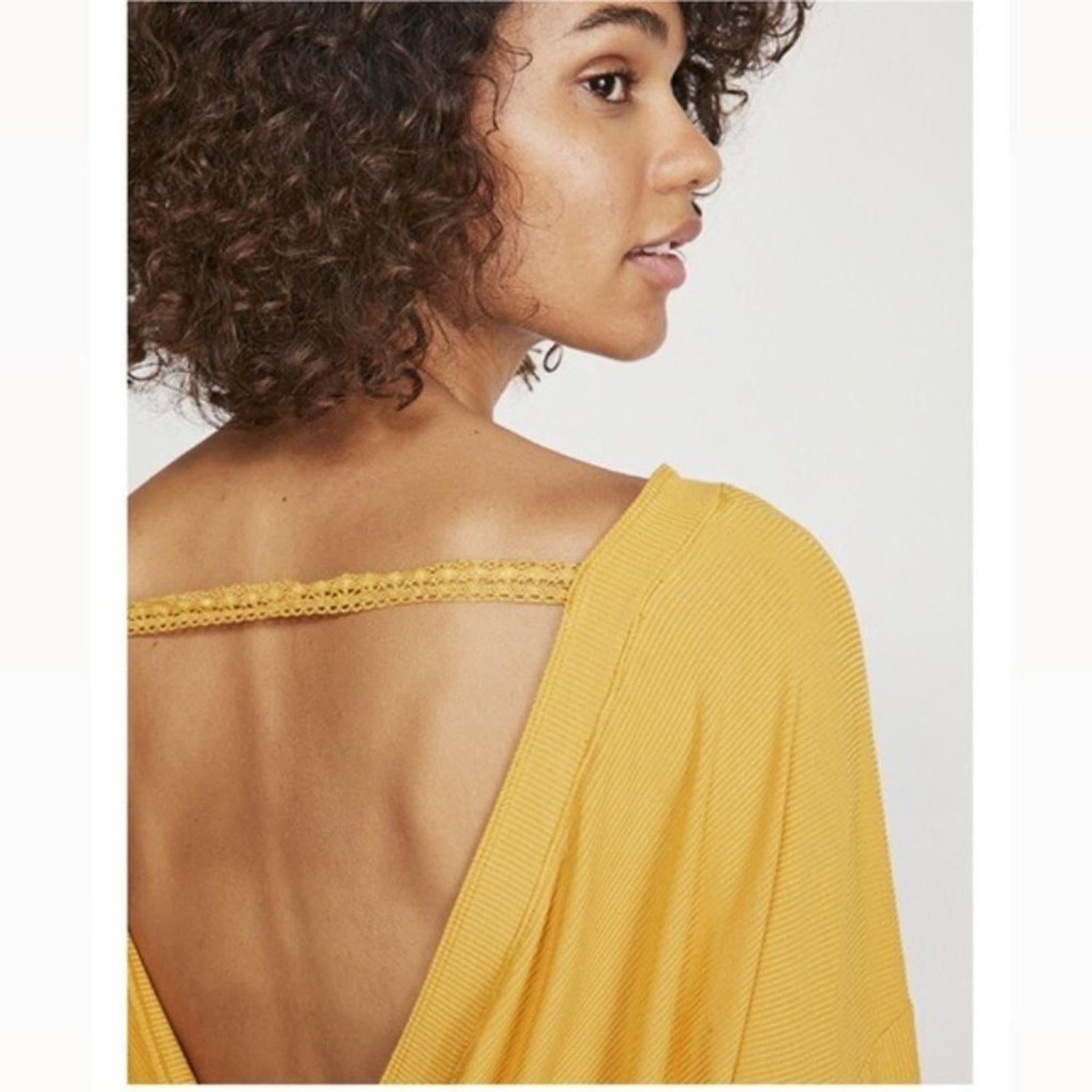 Free People Shimmy Shake Open Twist Back Top/ Sweater in Gold, Size S New w/Tag