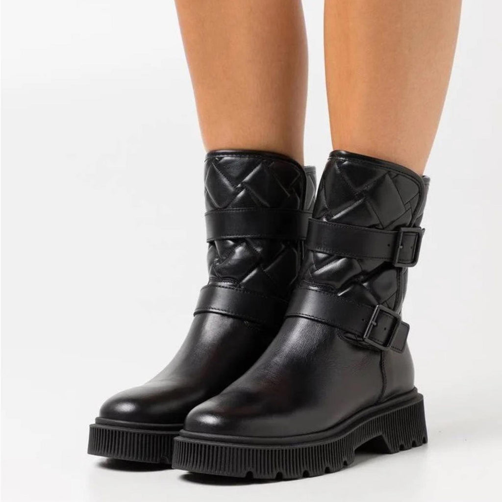Kurt Geiger London Kingston Quilted Moto Boots, Black, Size EU 36.5 New w/o Box