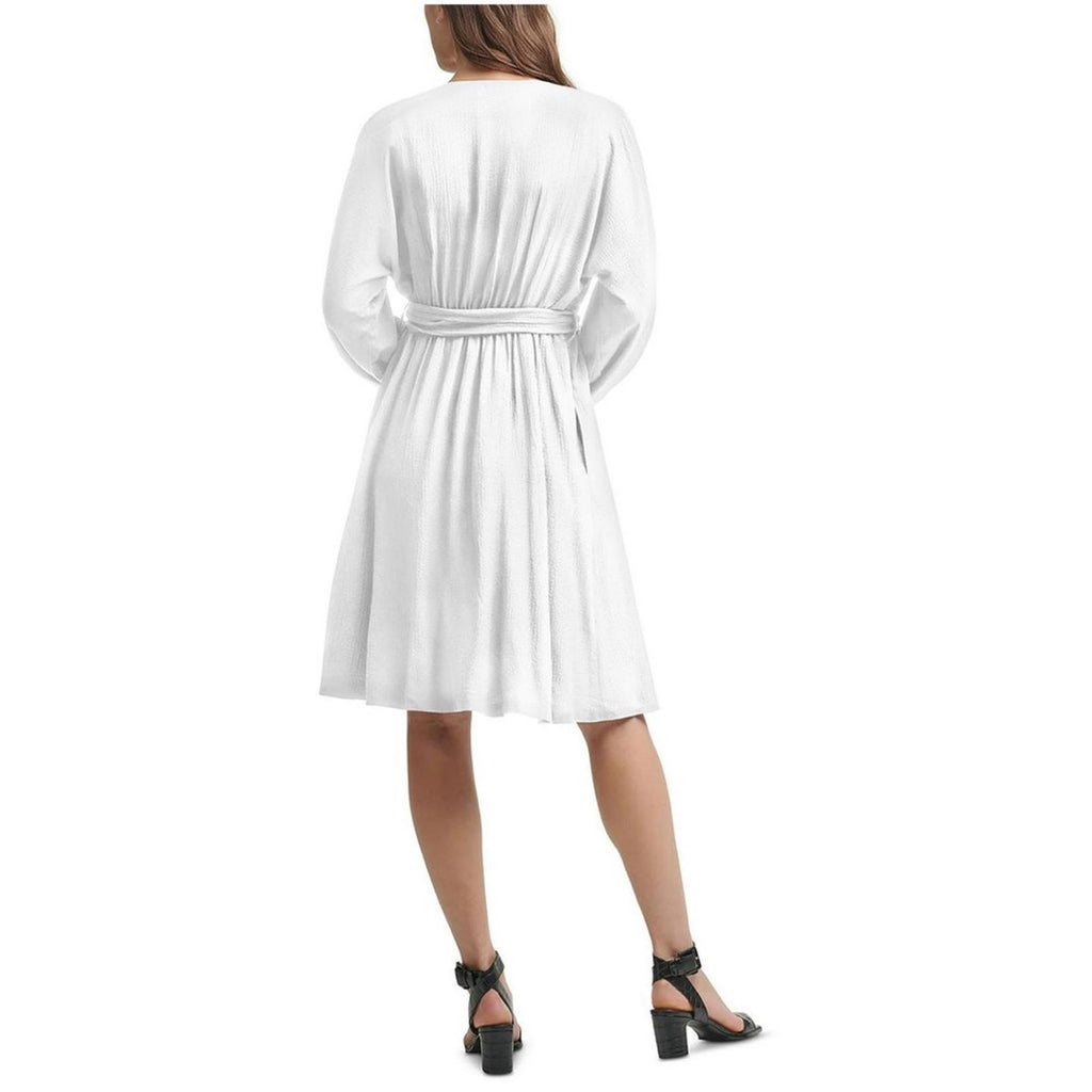 NEW Calvin Klein Button-Down Belted Shirtdress w/Pockets, White Size 2 NWT $134