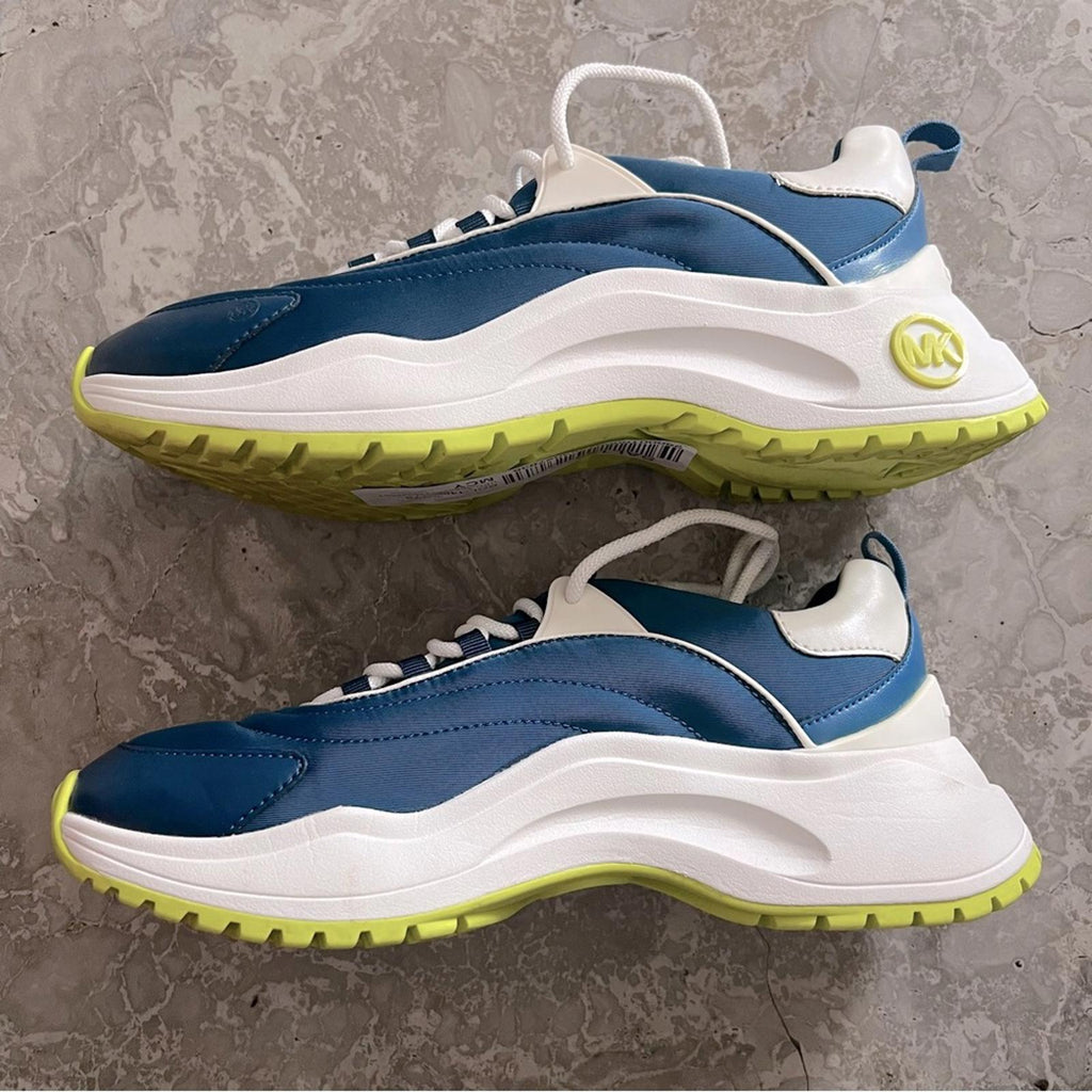 Michael Kors Dara Color-Block Nylon Trainers, River Blue Size 8.5M Retail $195