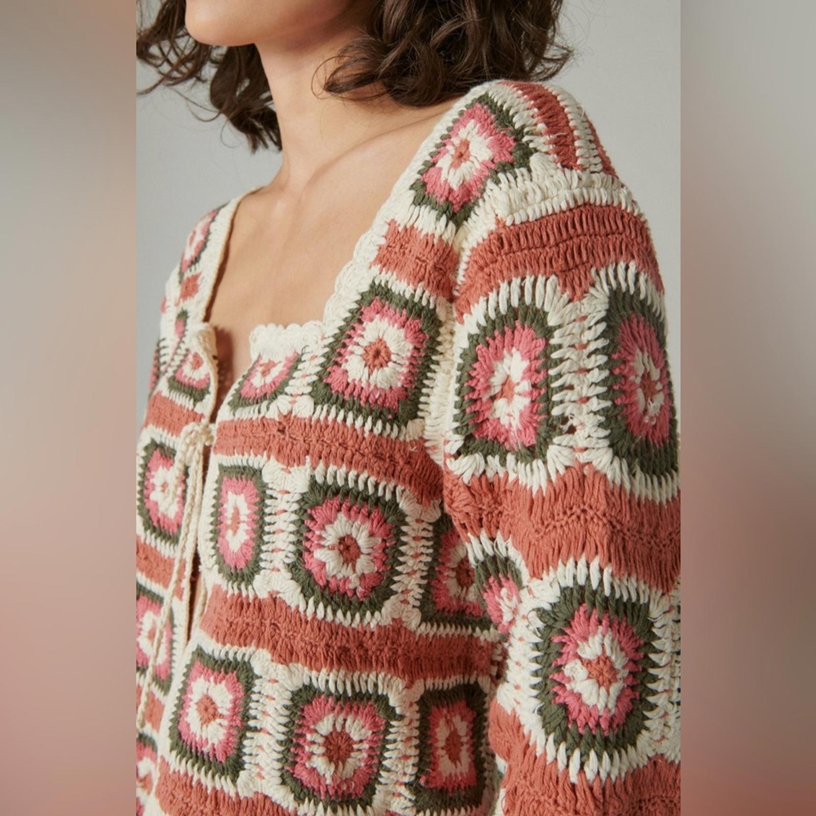 Lucky Brand Geo Crochet Cardigan, NWT, Size L