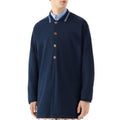 Gucci SS21 Long Sleeves Polo Heavy Cotton Jersey Shirt in Autumn Blue NWT $1,200