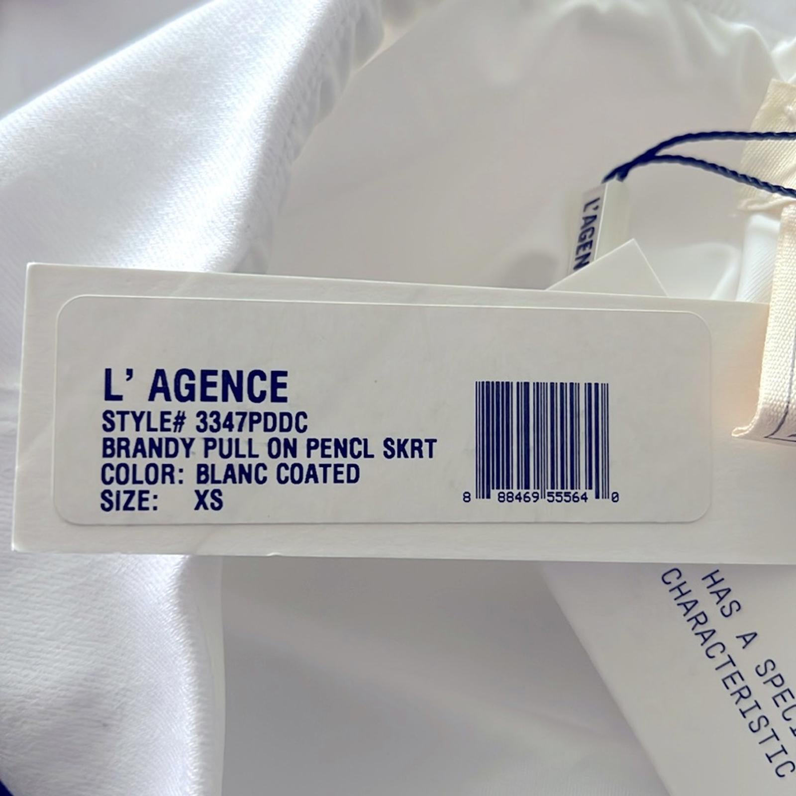 L'Agence Brandy Pull On Pencil Skirt in Coated White, NWT, Size XS $235