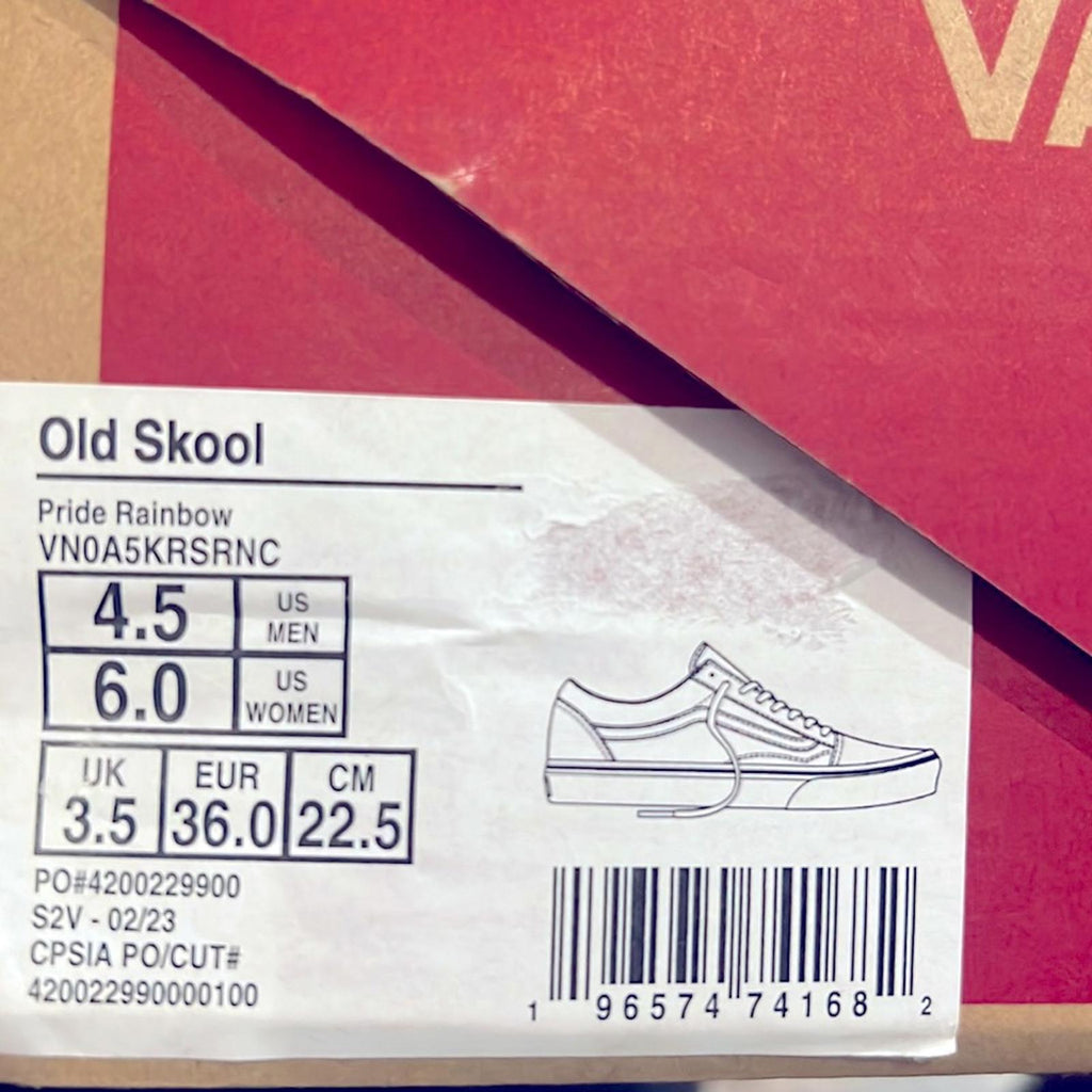 NWT Vans Old Skool Sneakers, Black Rainbow Size 6 New in Box