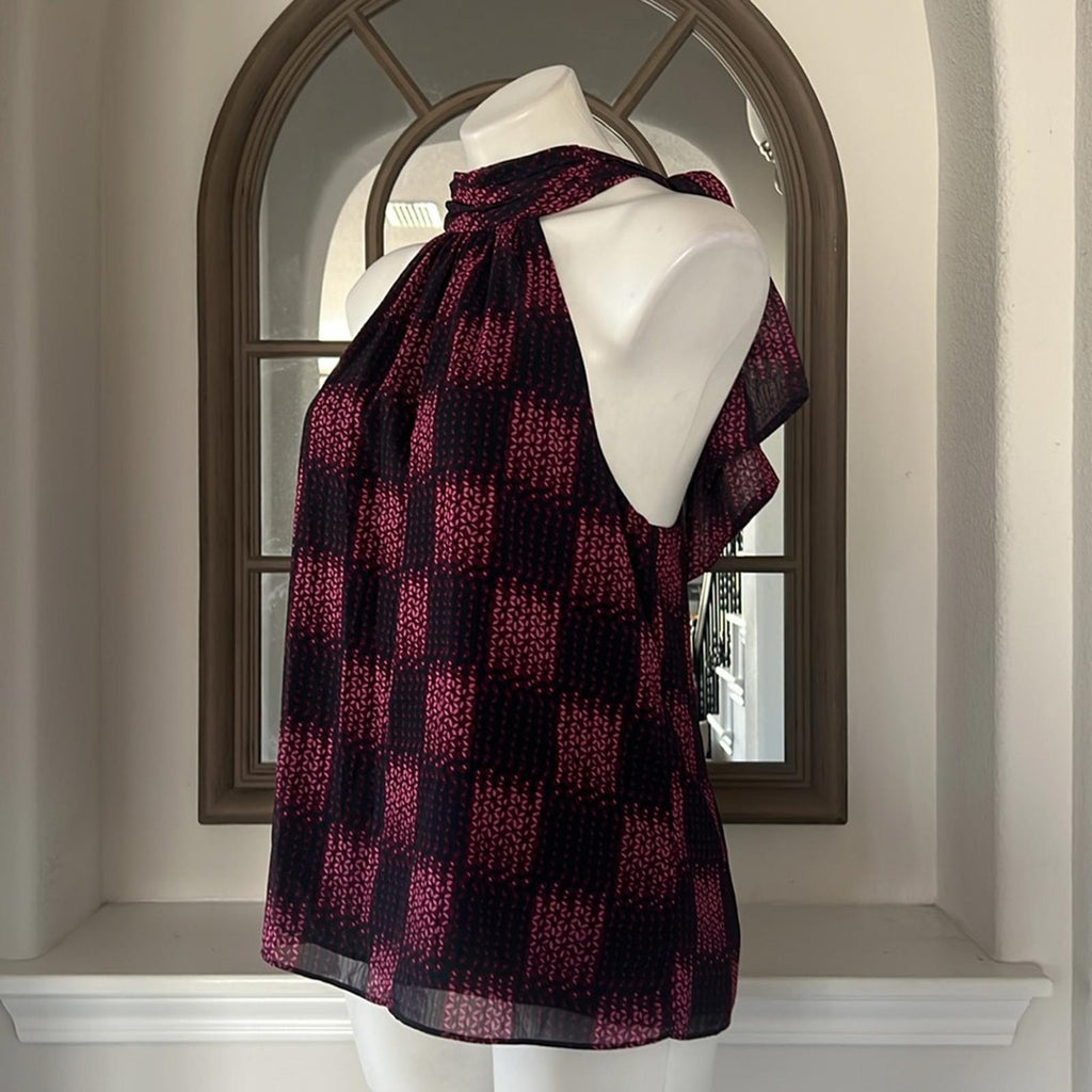 Ramy Brook Leilany Blouse in Pink/Black, Size L New w/Tag $295