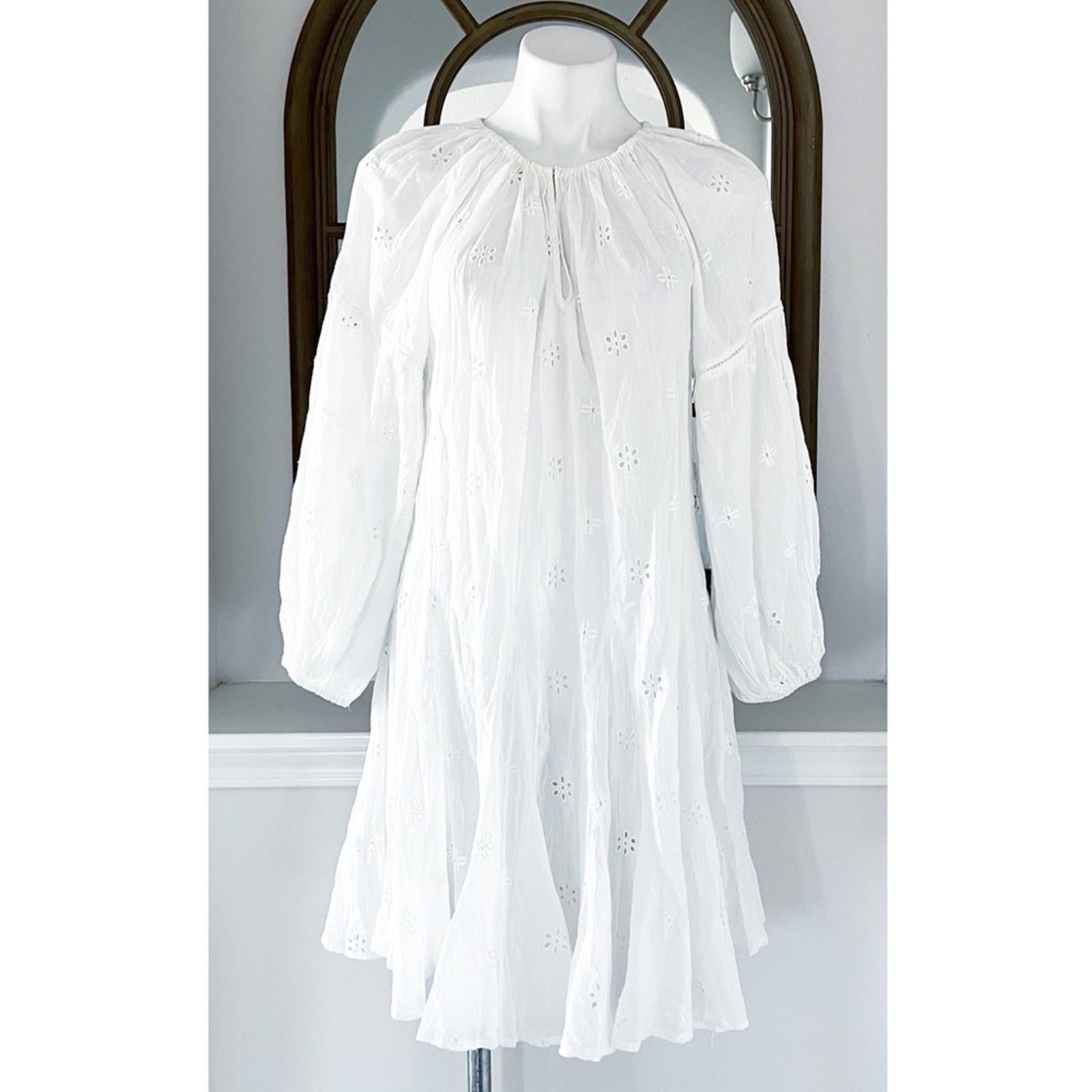 Velvet by Graham & Spencer Gracie Eyelet Dress/Swim in White, Size L NEW $216
