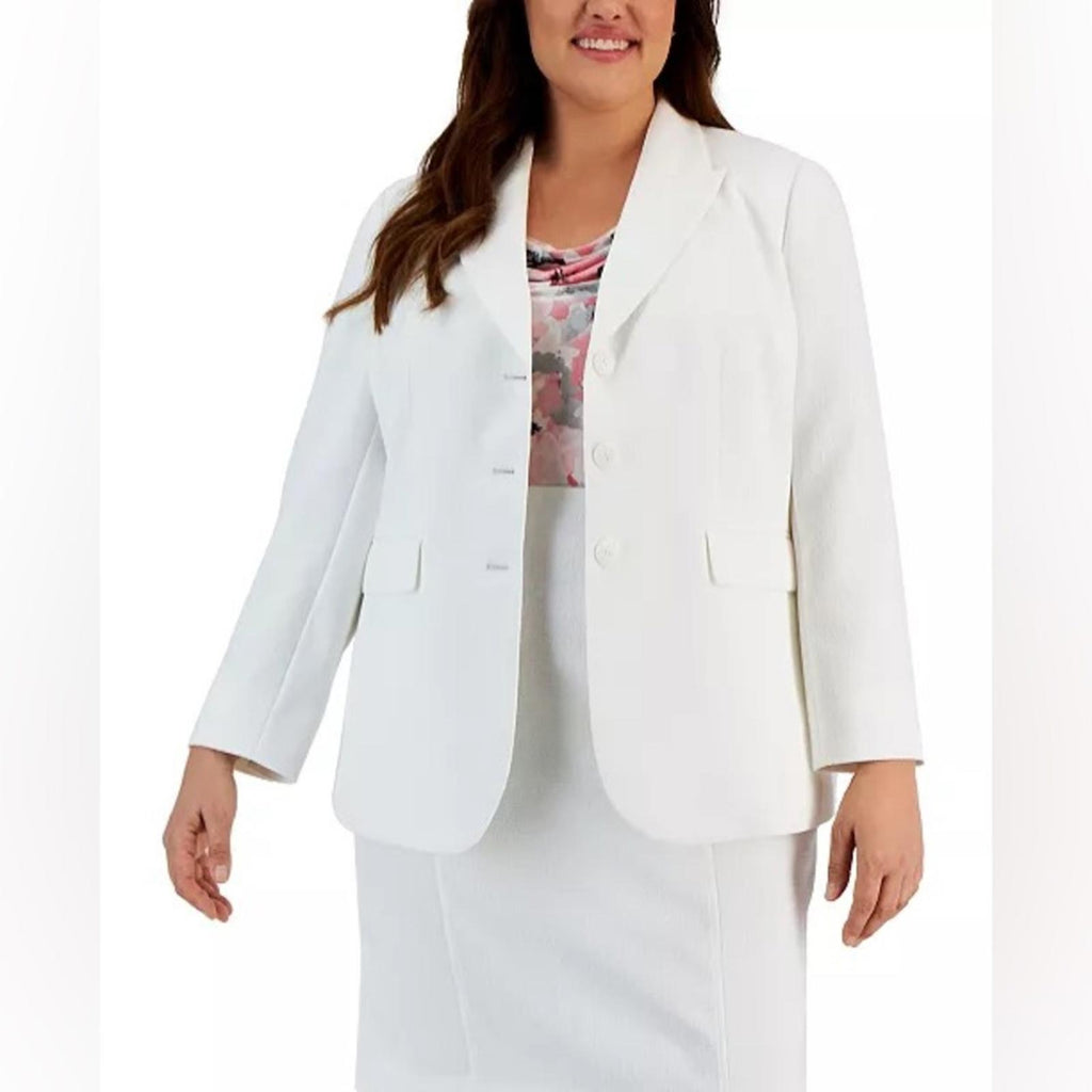 KASPER Three-Button Peak Lapel Jacket in White, Petite Size 2 New w/Tag $129