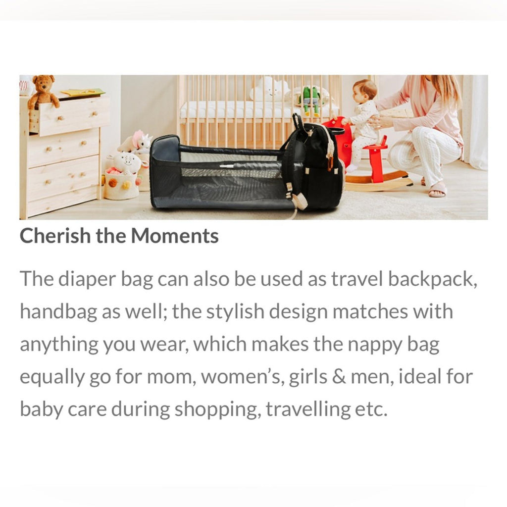 Akshomz Diaper Bag Backpack with Changing Station – Black Tan – New