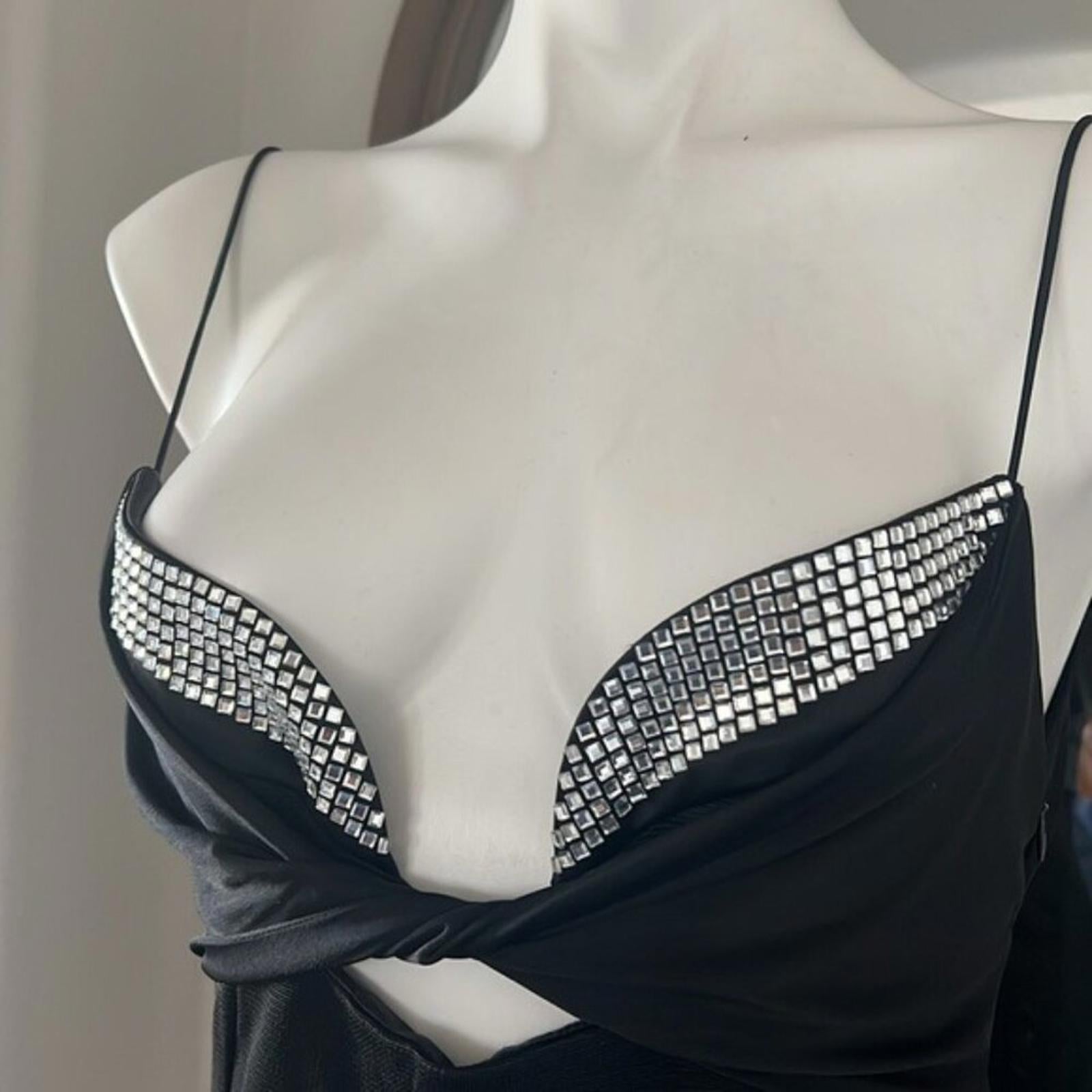 Galvan London Crystal Bustier Dress in Black Size US10 FR42 UK10 NEW w/Tag $1895