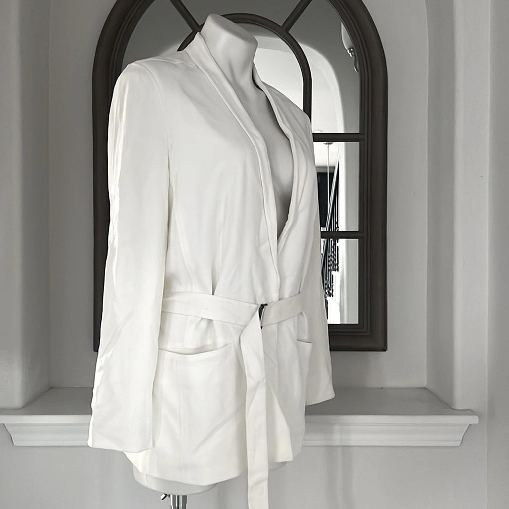 Helmut Lang Belted Blazer in White, Size 8 EXCELLENT!