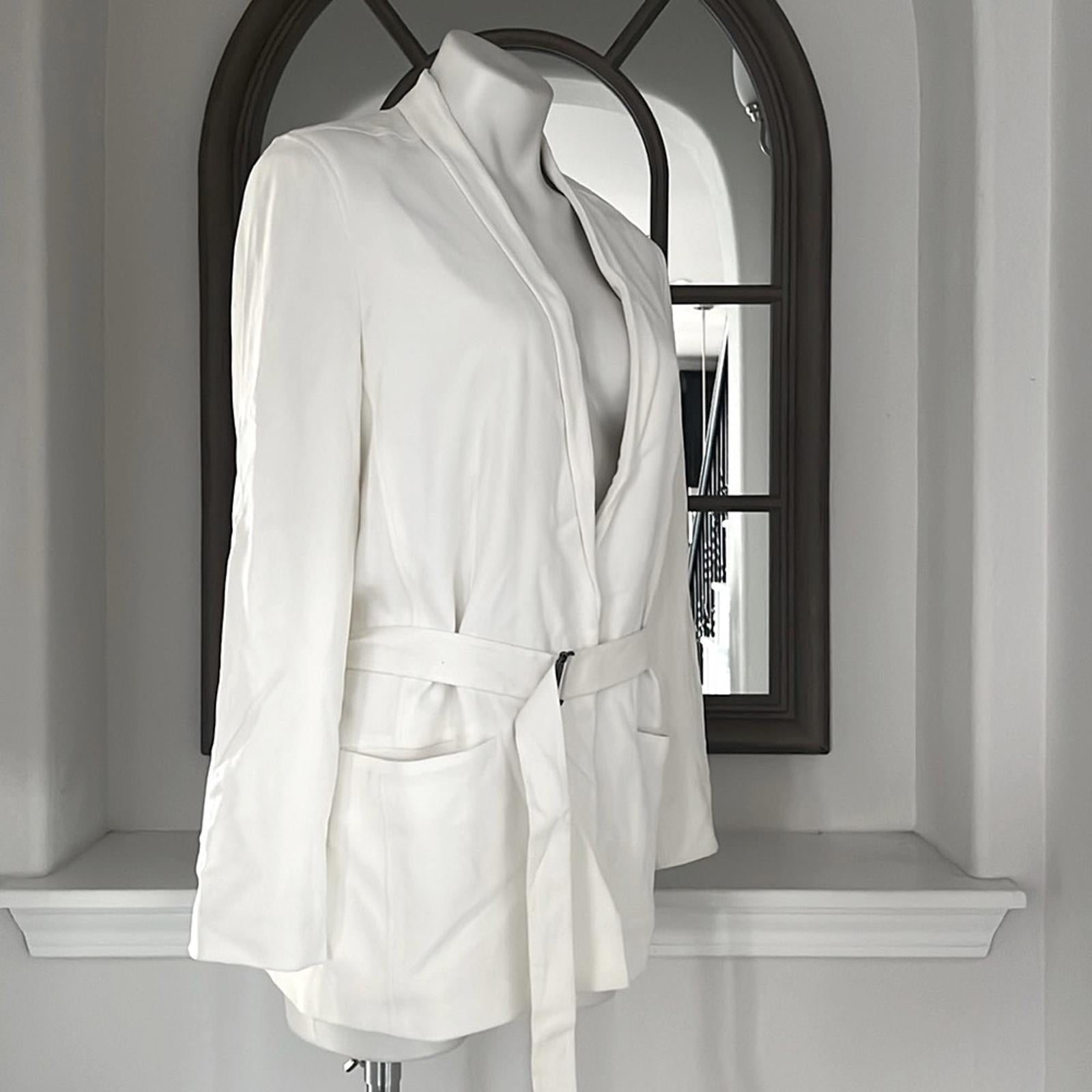 Helmut Lang Belted Blazer in White, Size 8 EXCELLENT!
