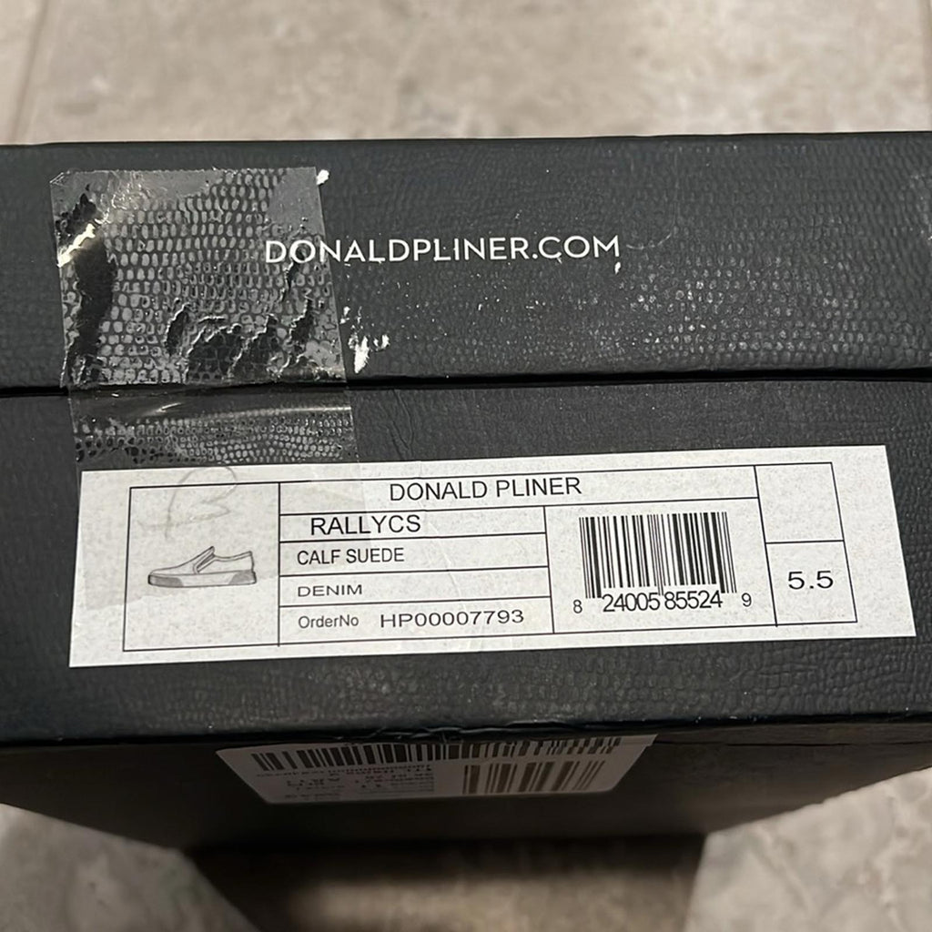 Donald Pliner Rally Woven Slip-On Sneakers in Denim Calf Suede Size 5.5 NWT
