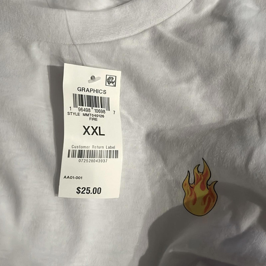 And Now This Men's Fire Graphic T-Shirt in White, Size XXL New w/Tag