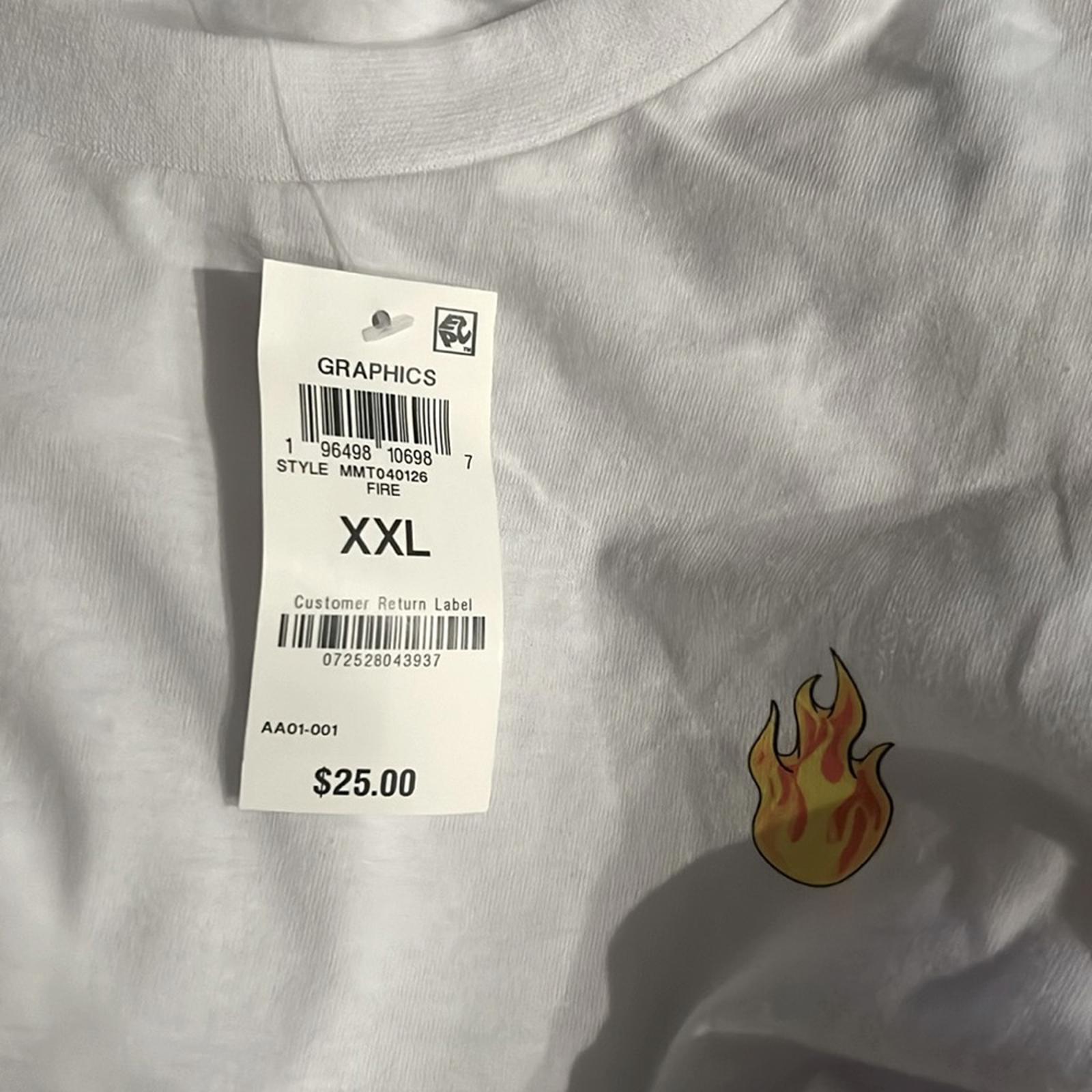 And Now This Men's Fire Graphic T-Shirt in White, Size XXL New w/Tag