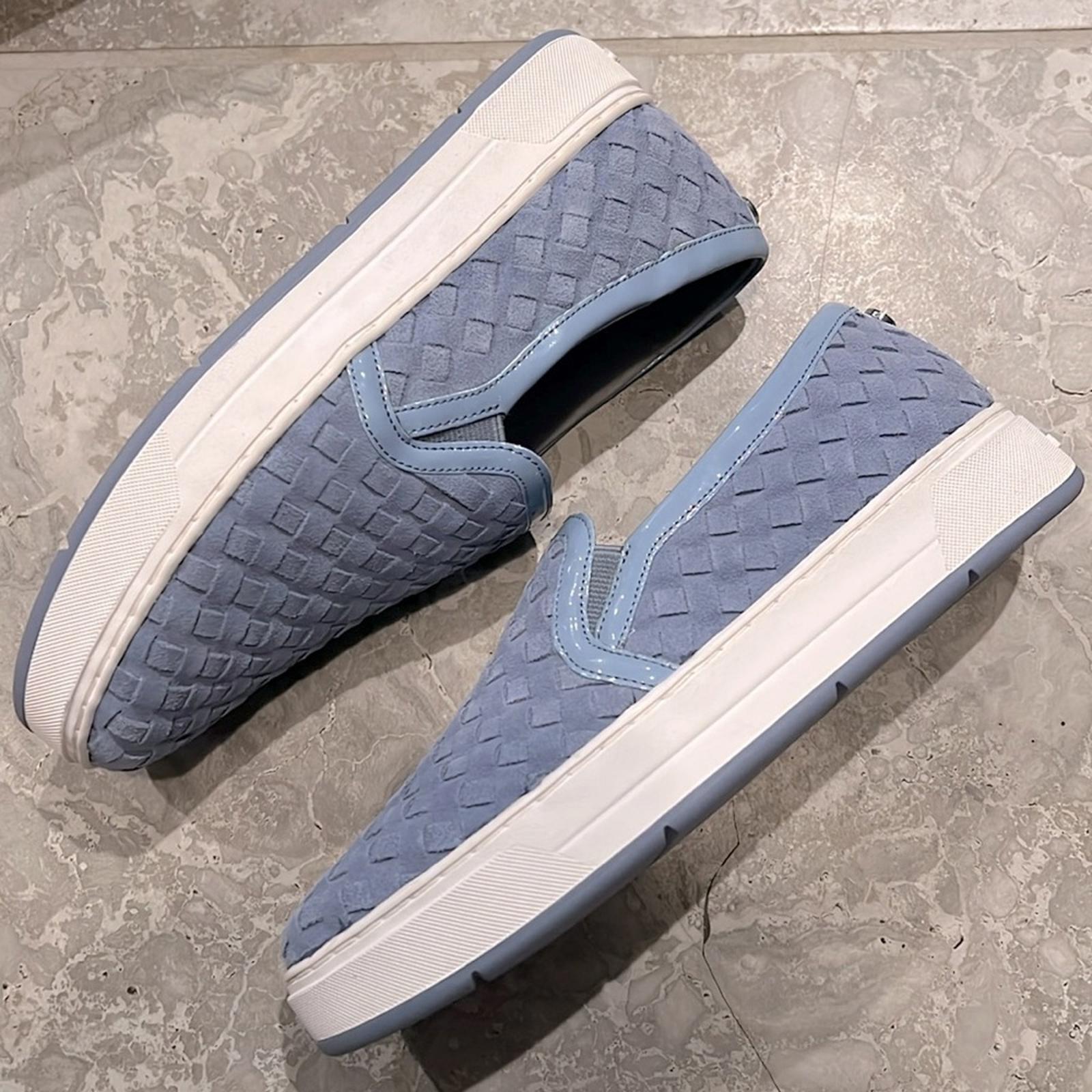 Donald Pliner Rally Woven Slip-On Sneakers in Denim Calf Suede Size 5.5 NWT
