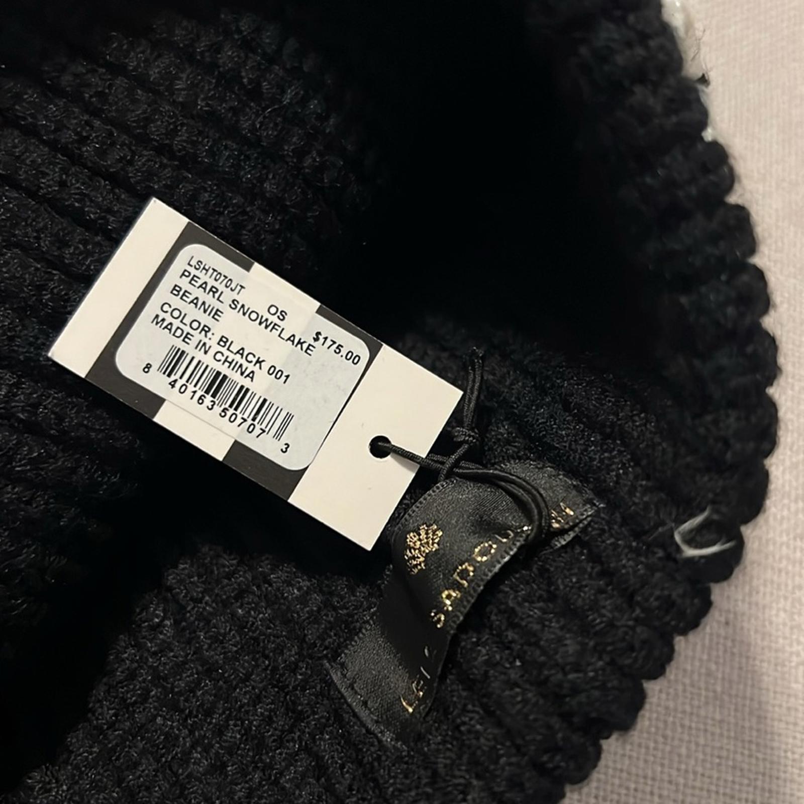 NWT Lele Sadoughi Pearl Snowflake Knit Beanie, Black New w/Tag Comes in Bag $175