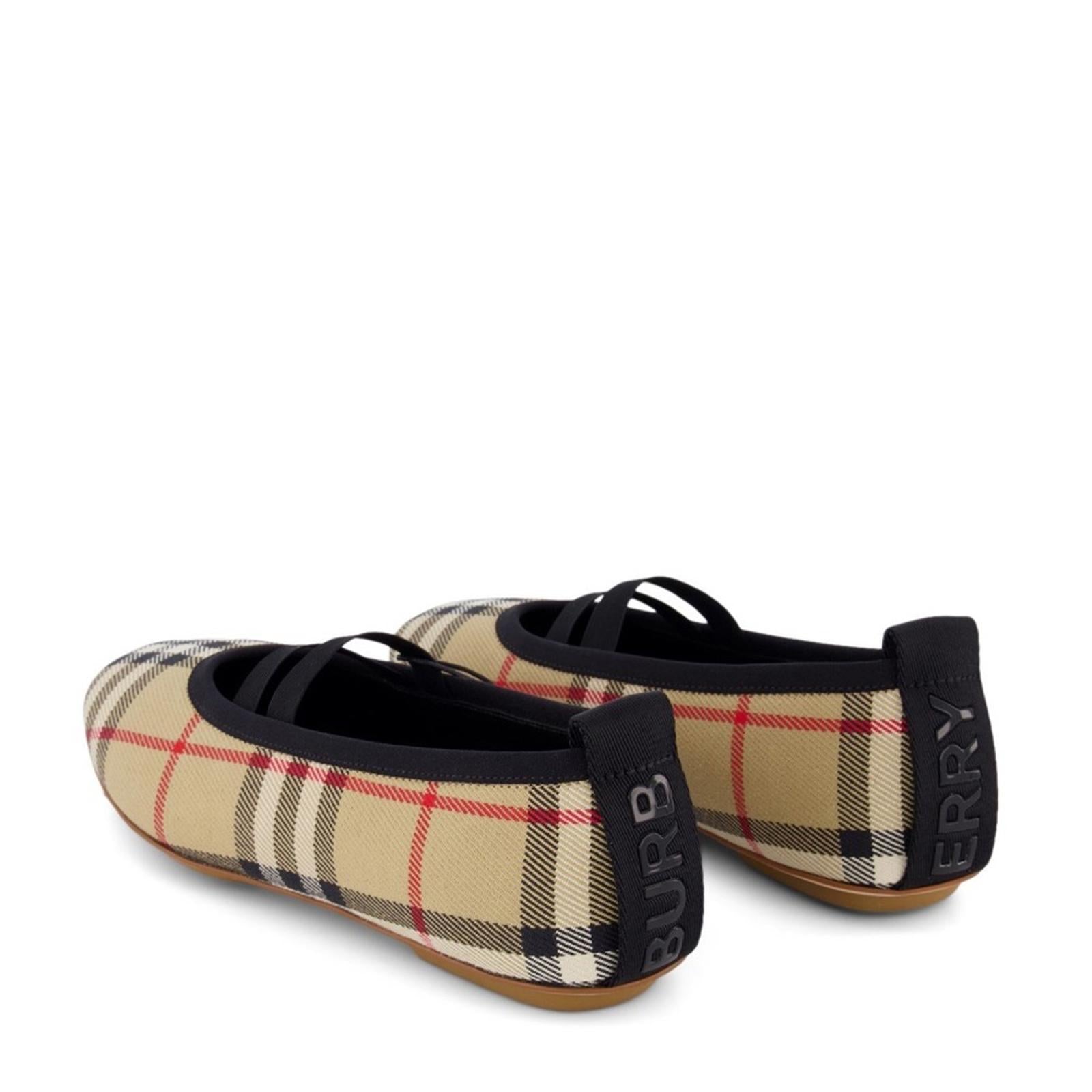 Burberry Kids Logo-Detail Check Ballerina Shoes, Size EU 35, UK 2.5 NEW in Box