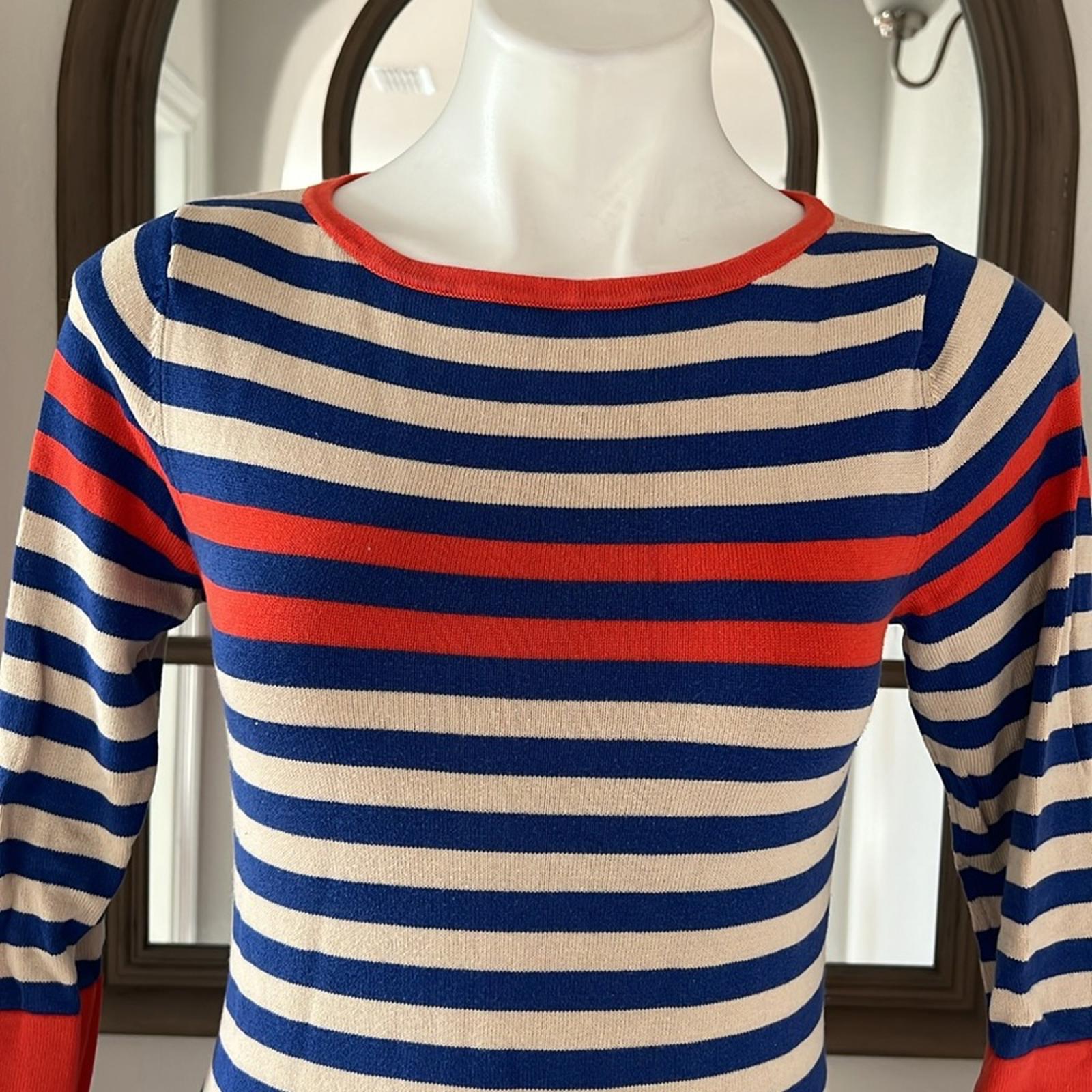Trina Turk Striped Short Sleeve Knit Top Sweater, Size S EXCELLENT!