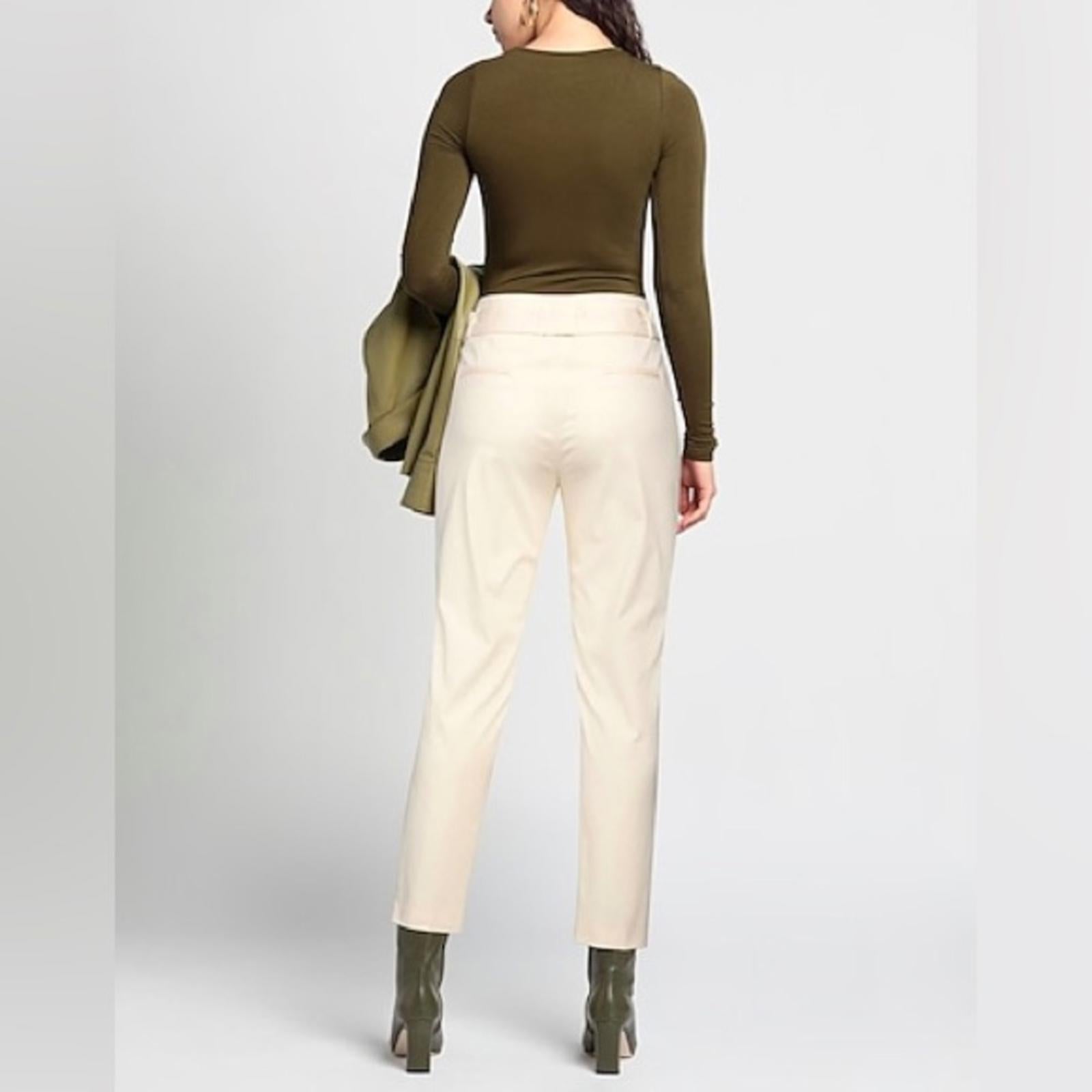 NWT ELEVENTY High-Waisted Ribbed Pants in Cream, Size EU40 | US2 New w/Tag $495